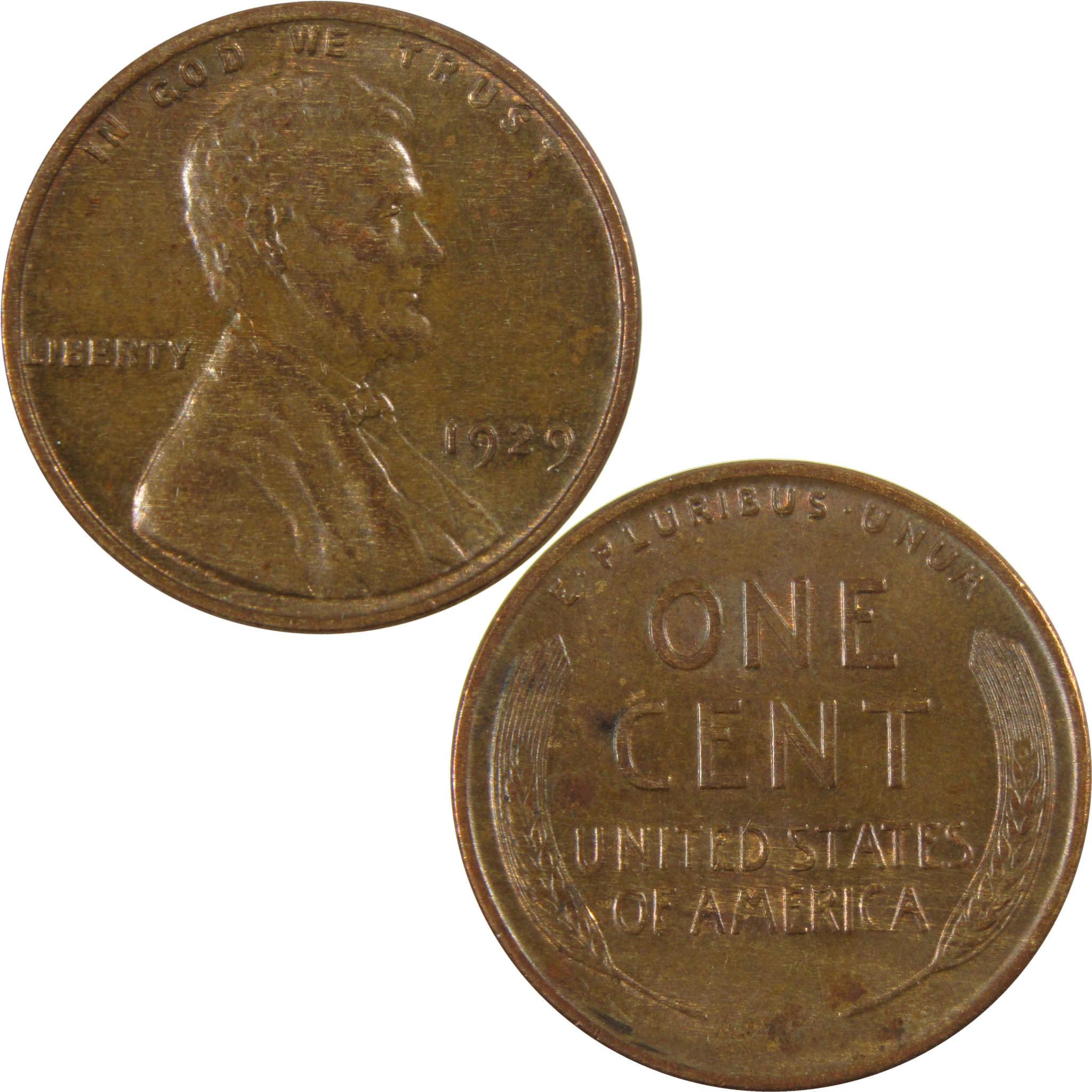 1929 Lincoln Wheat Cent AU About Uncirculated Penny 1c Coin SKU:I28236