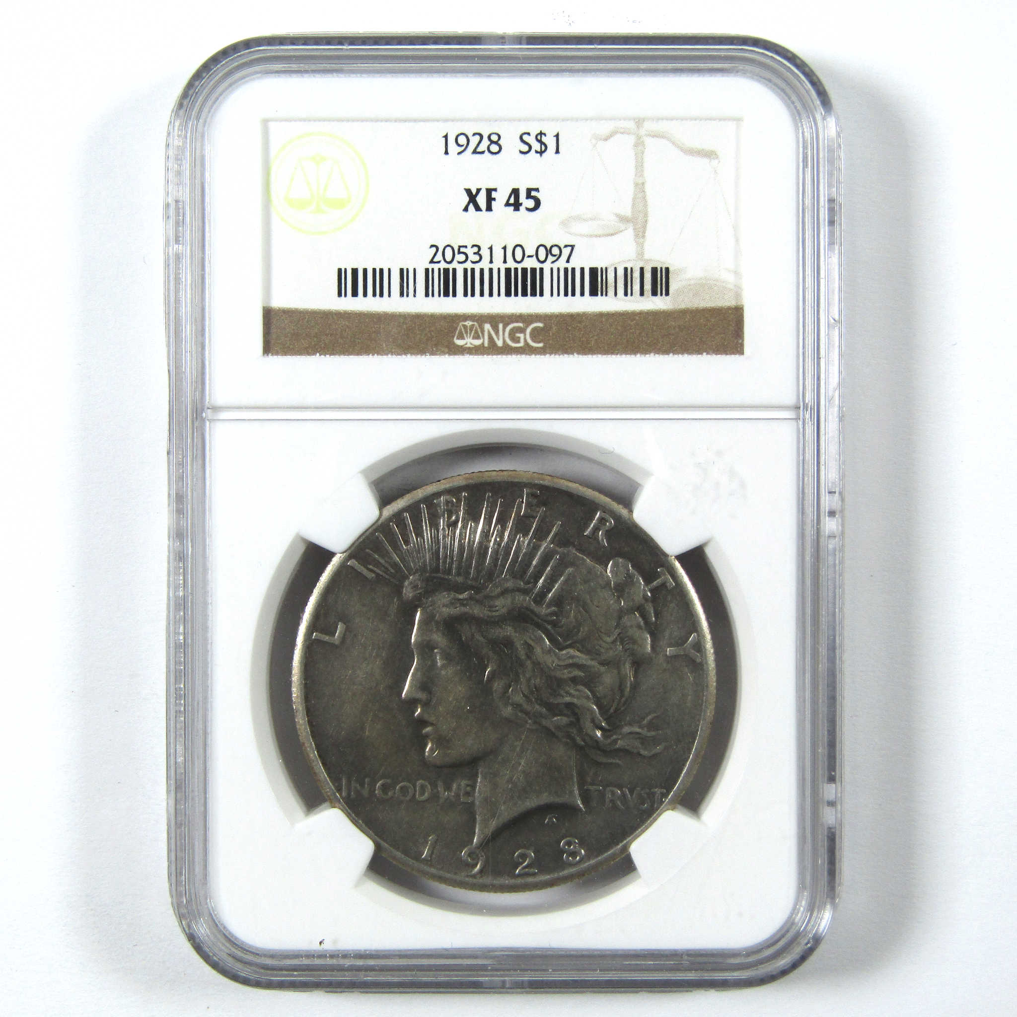 1928 Peace Dollar XF 45 NGC Silver $1 Coin SKU:I14121