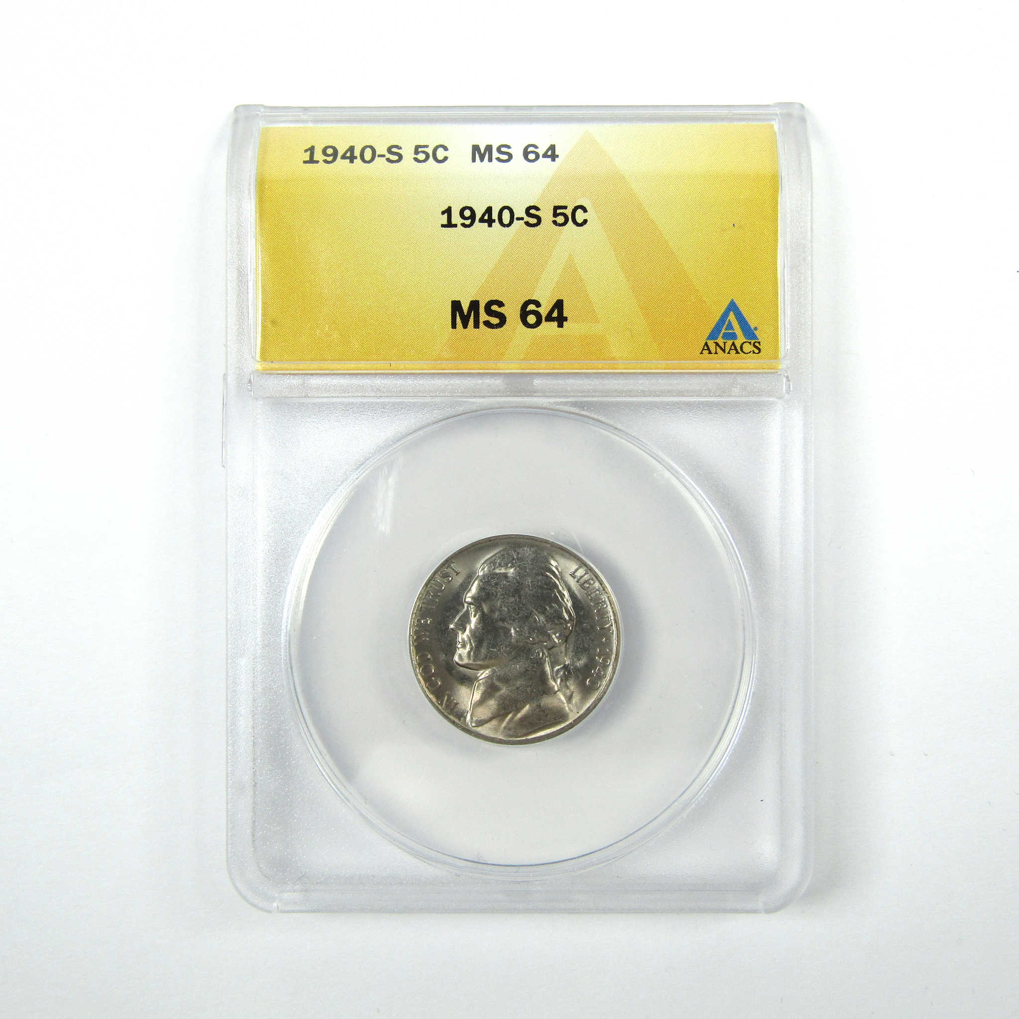 1940 S Jefferson Nickel MS 64 ANACS 5c Uncirculated Coin SKU:CPC5176