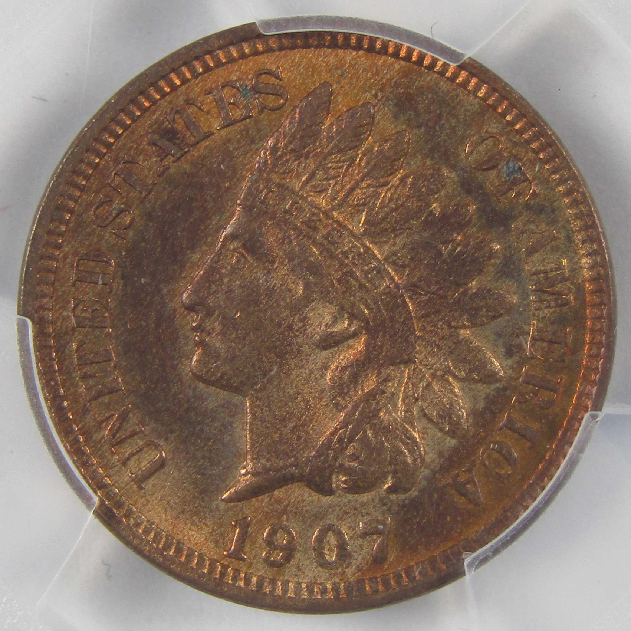 1907 Indian Head Cent MS 64 RB PCGS Penny Uncirculated 1c Coin