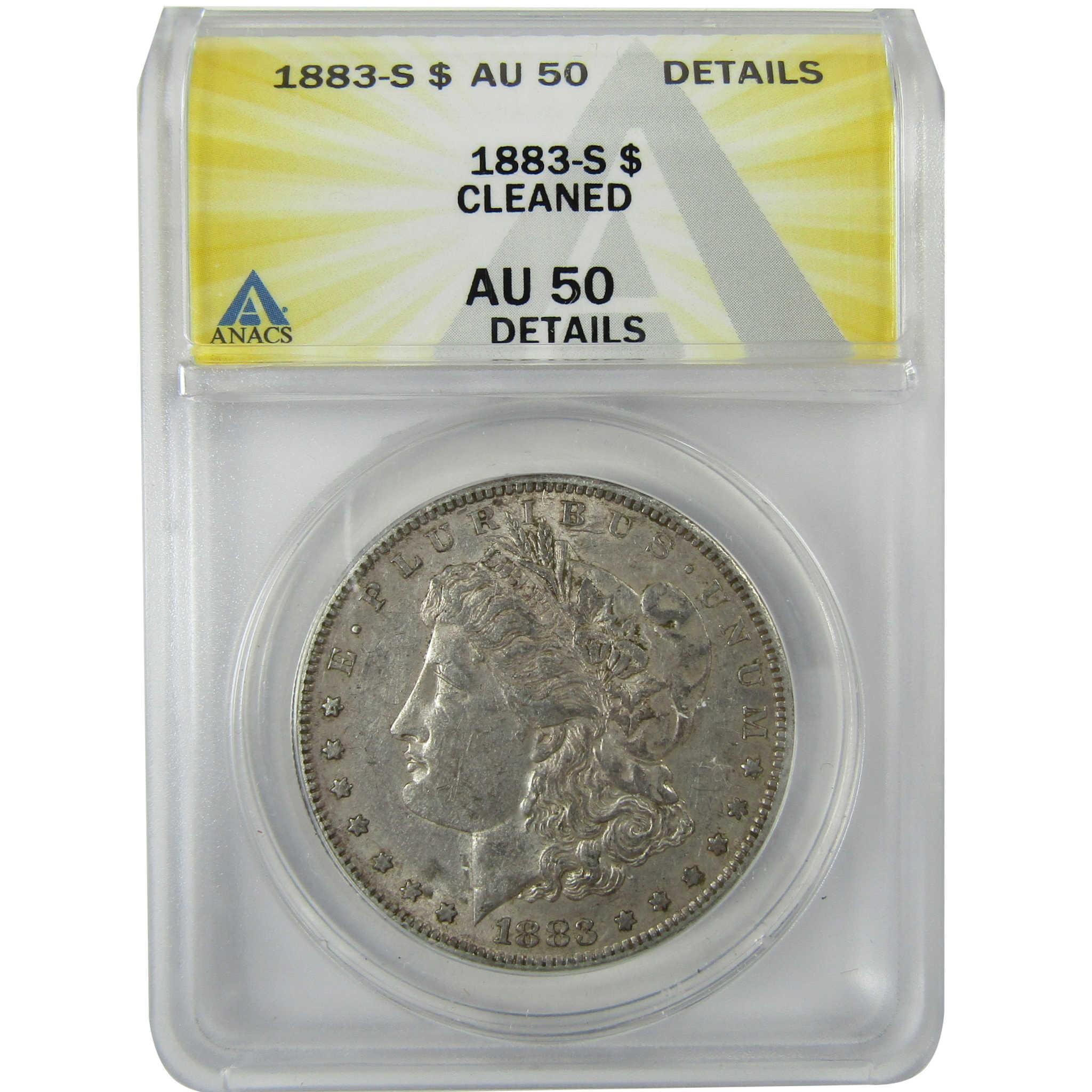 1883 S Morgan Silver Dollar AU 50 Details ANACS $1 Coin SKU:CP602 - Morgan coin - Morgan silver dollar - Morgan silver dollar for sale - Profile Coins & Collectibles