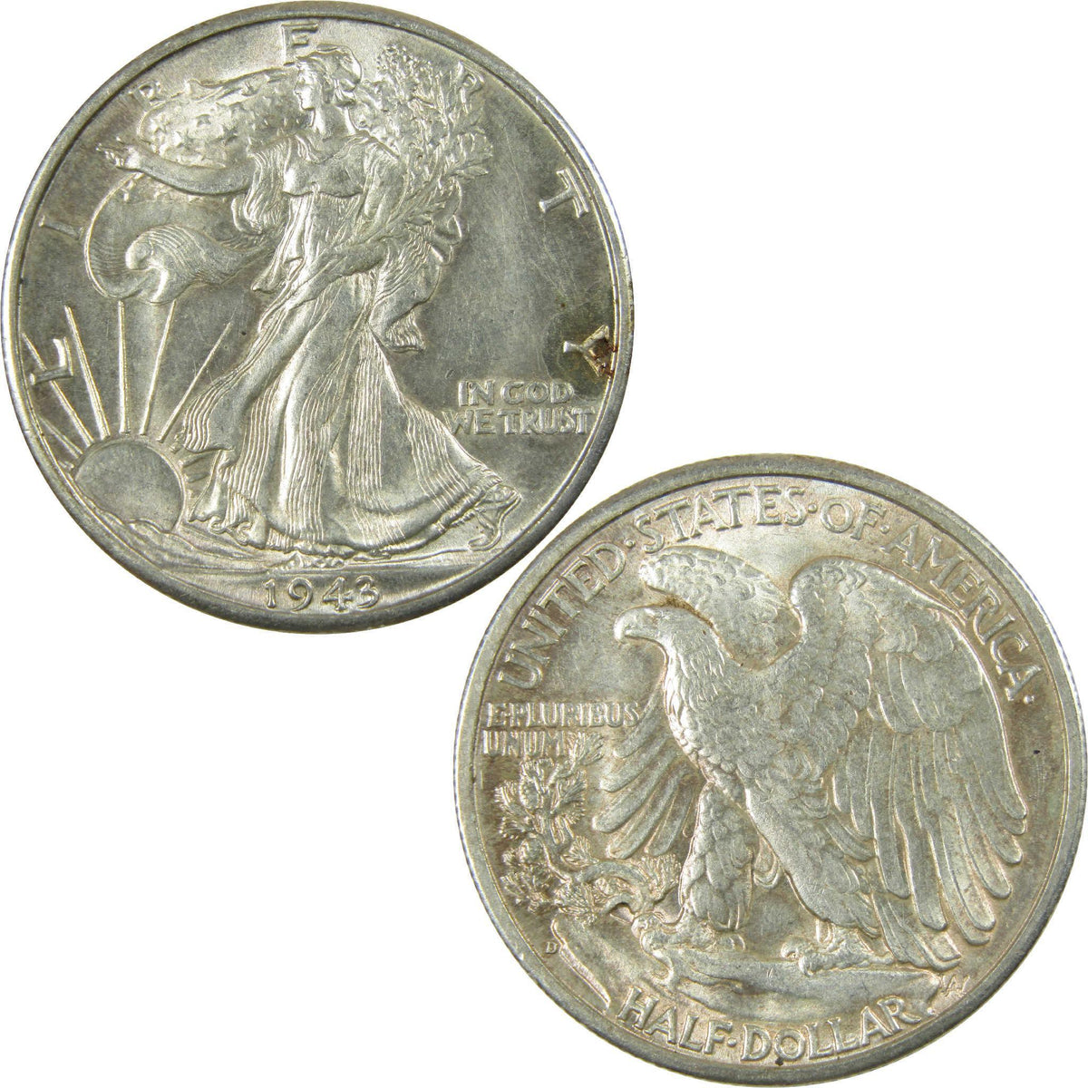 1943 D Liberty Walking Silver Half Dollar Borderline Uncirculated Coin