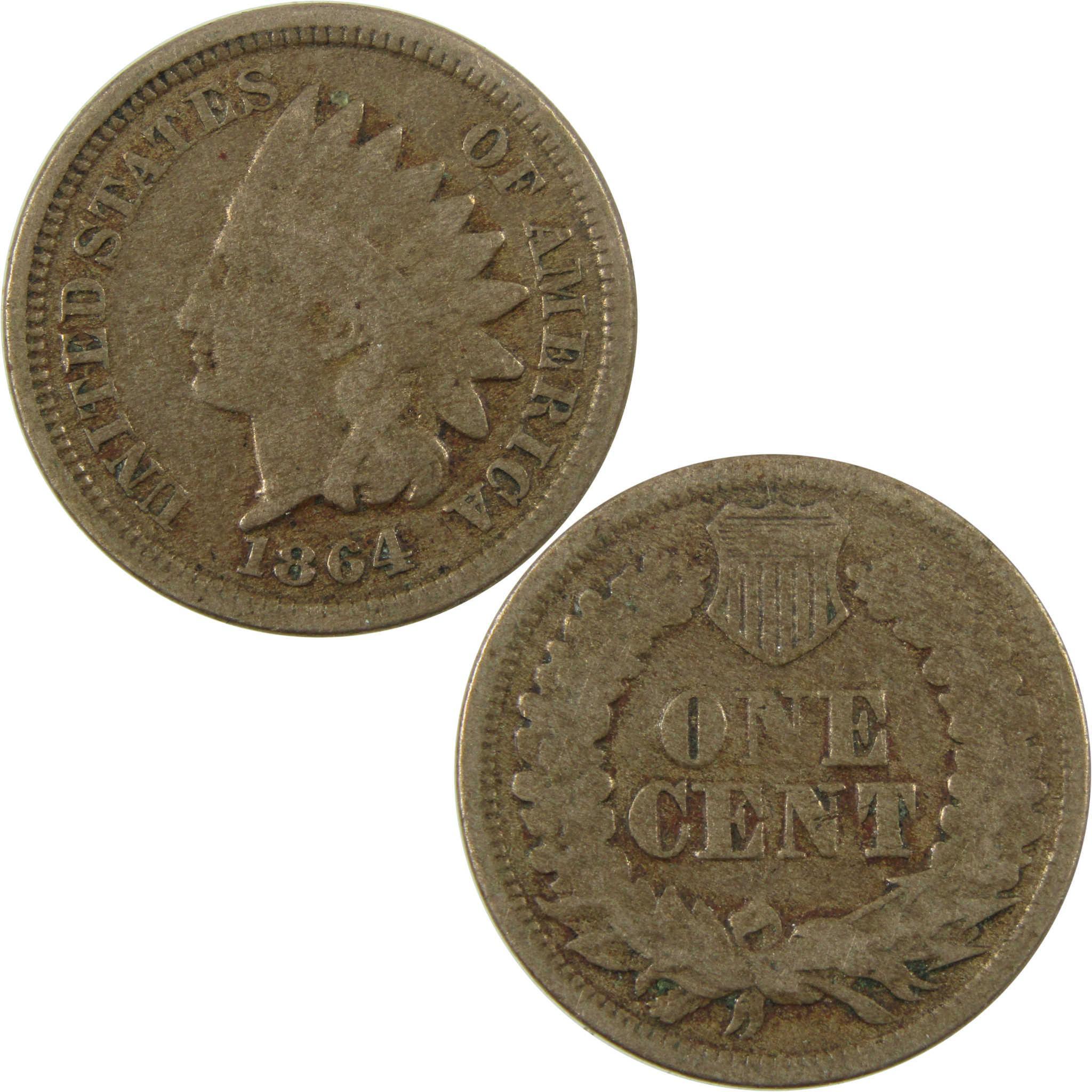 1864 Indian Head Copper-Nickel Cent G Good Penny 1c Coin SKU:CP1131