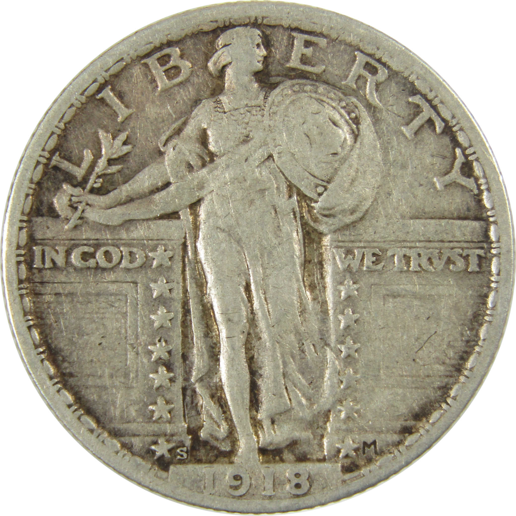 1918 S Standing Liberty Silver Quarter XF EF Extremely Fine SKU:CP903
