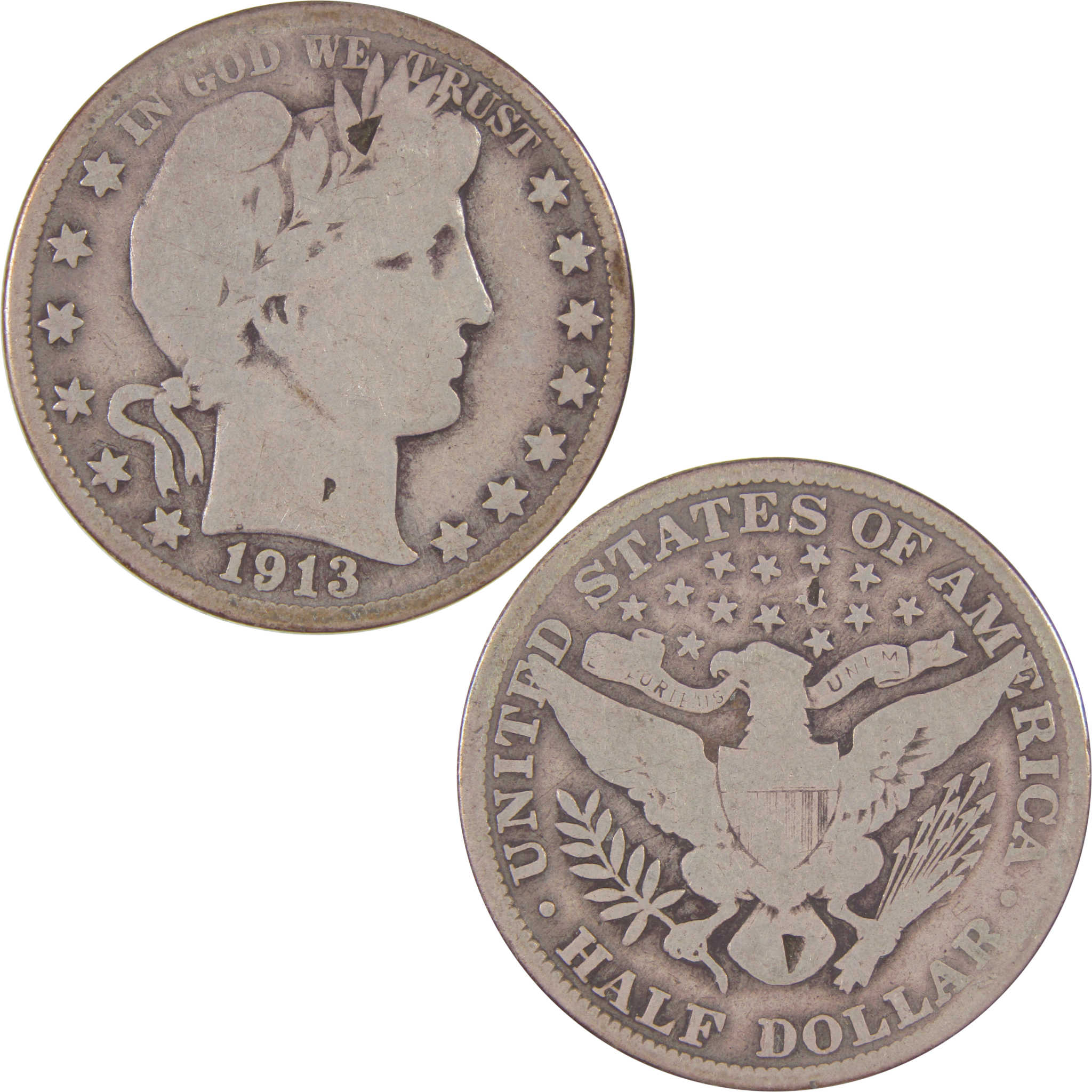 1913 Barber Half Dollar G Good Details Silver 50c Coin SKU:I18780