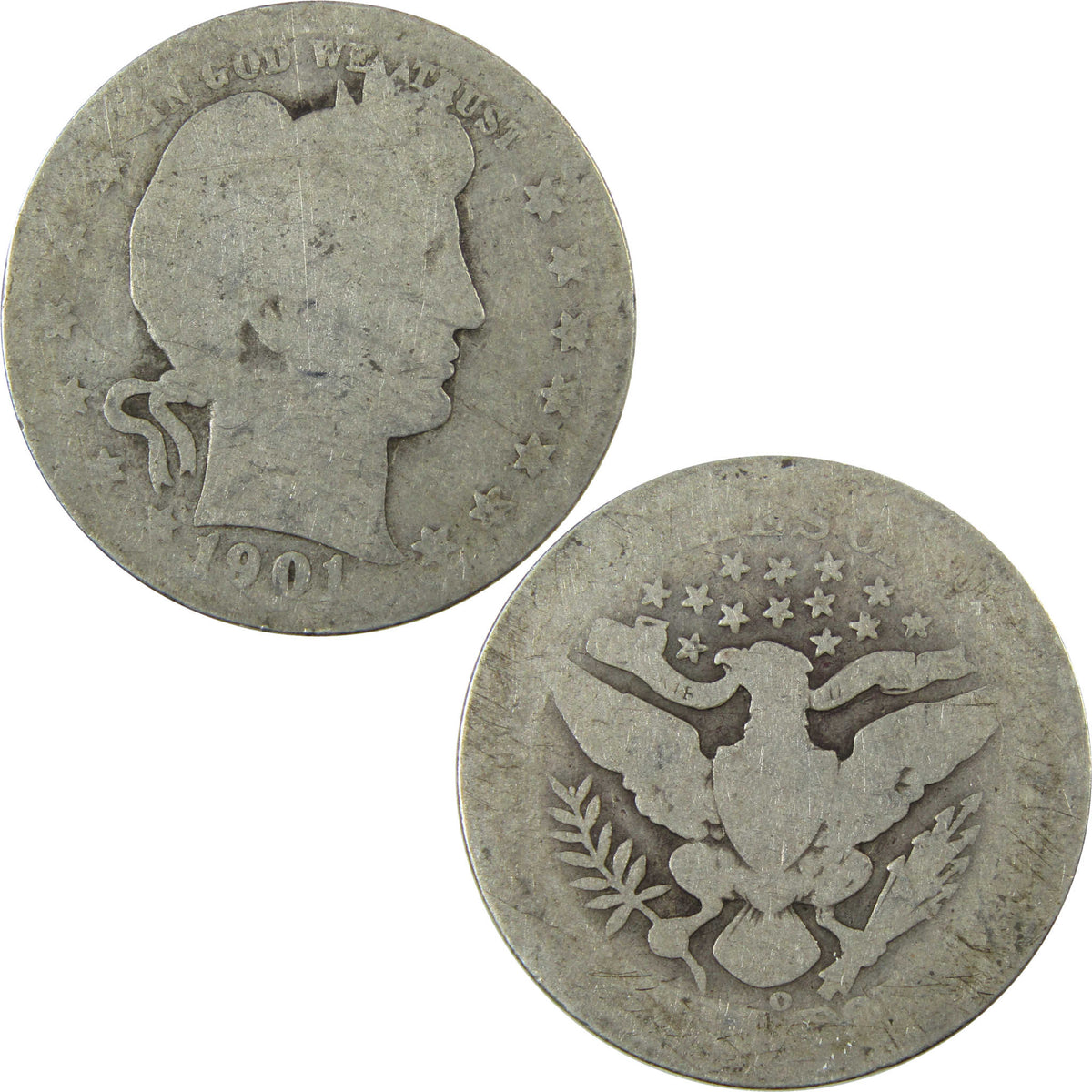 1901 O Barber Silver Quarter AG About Good 25c Coin SKU:I28529