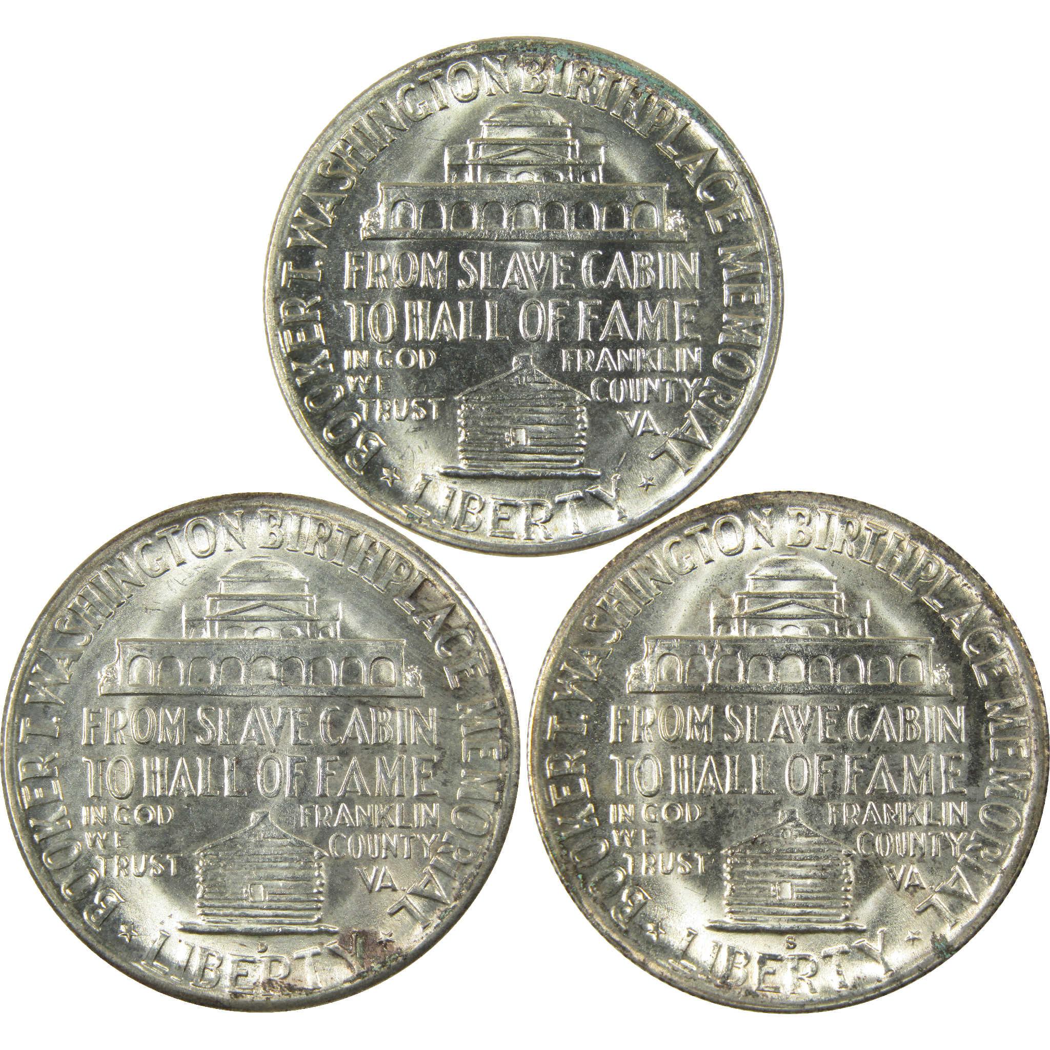 1946 Booker T Washington Half Dollar 3 Coin PDS Set Uncirculated