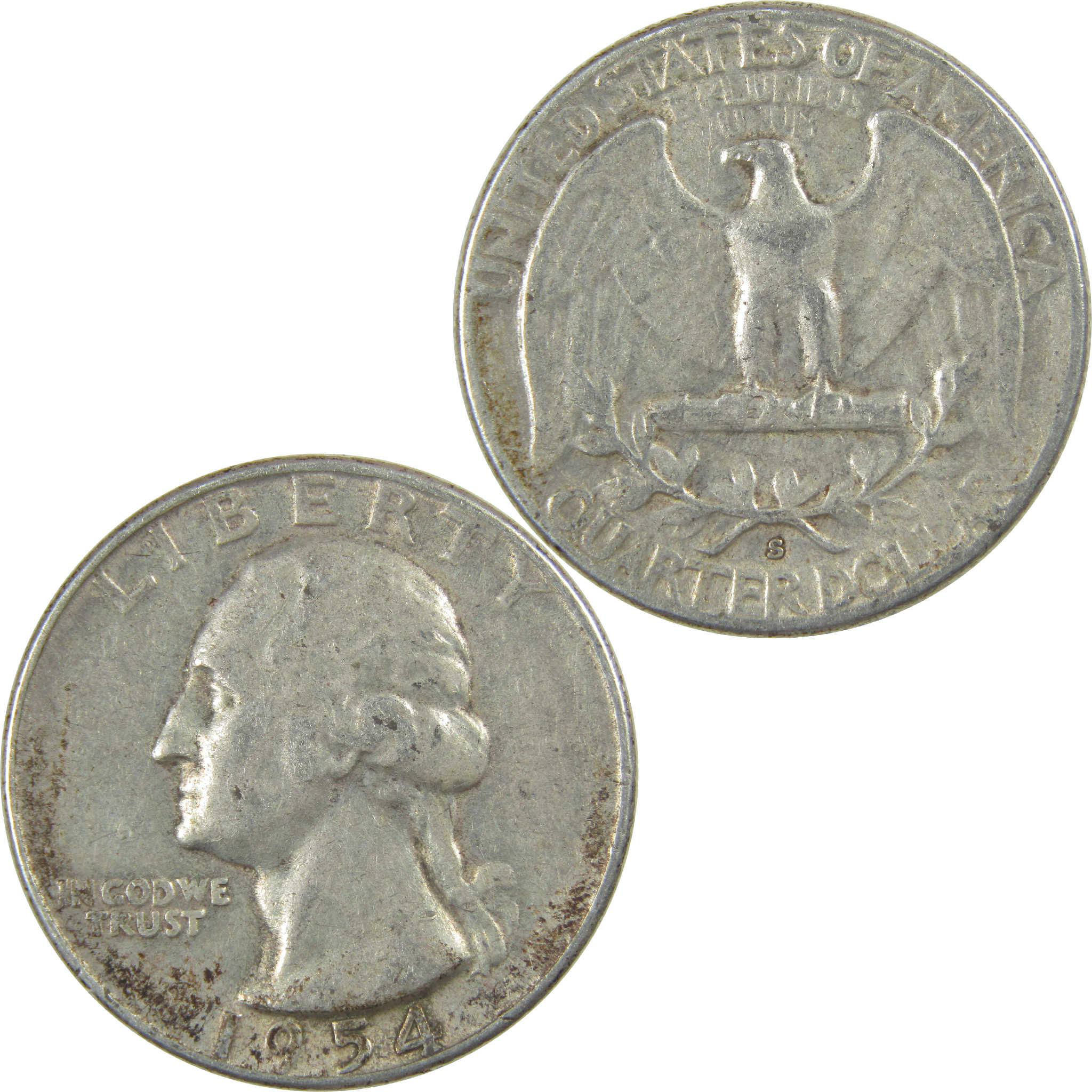 1954 S Washington Quarter Circulated Silver 25c Coin Collectible