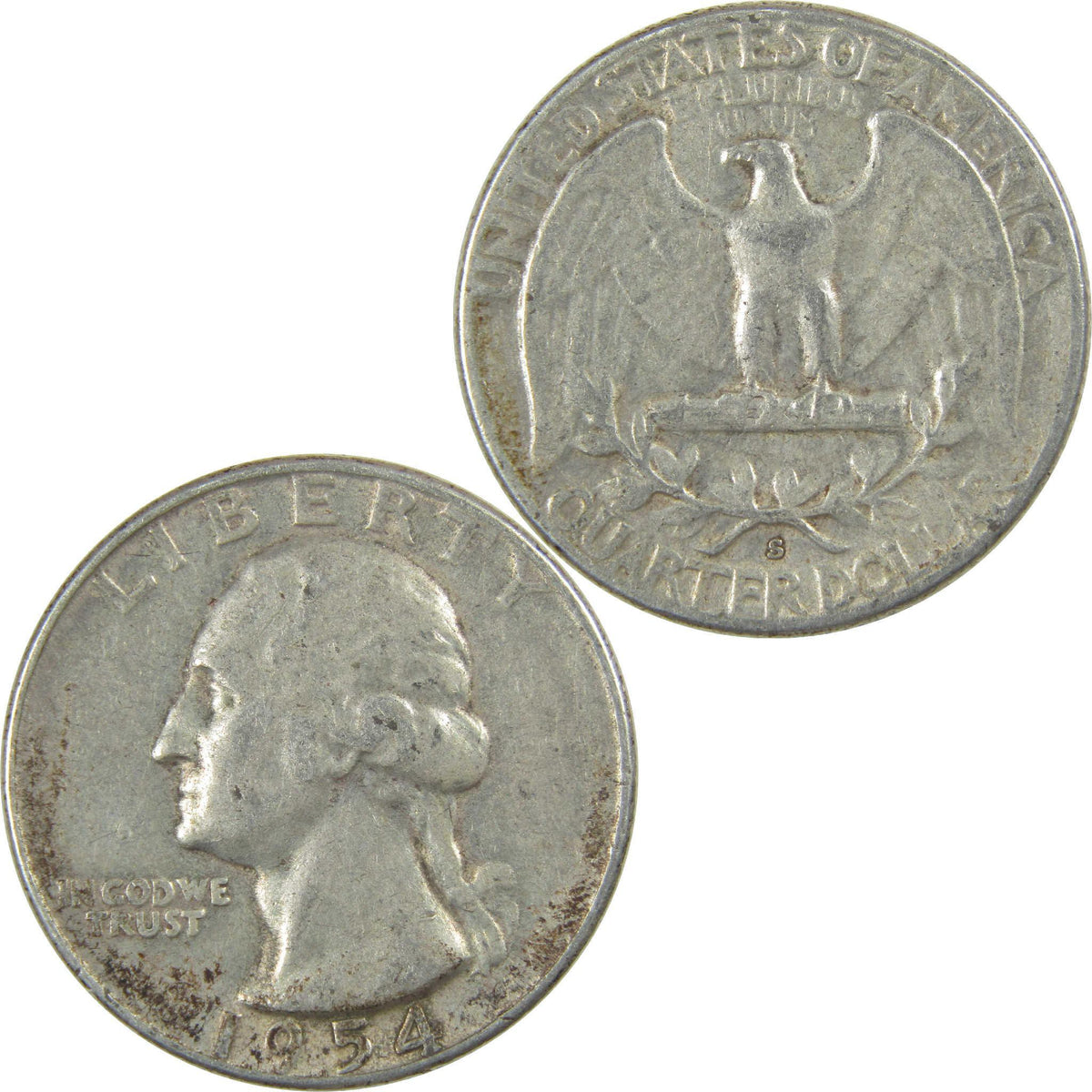 1954 S Washington Silver Quarter Circulated 25c Coin Collectible