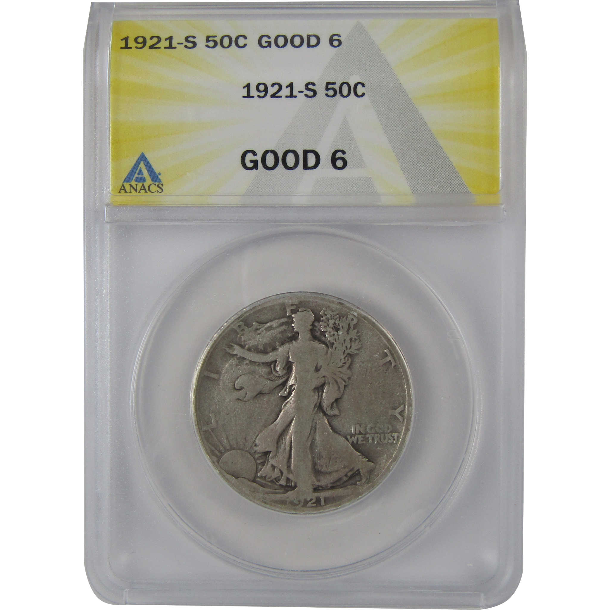 1921 S Liberty Walking Half Dollar G 6 ANACS Silver 50c Coin SKU:CP121