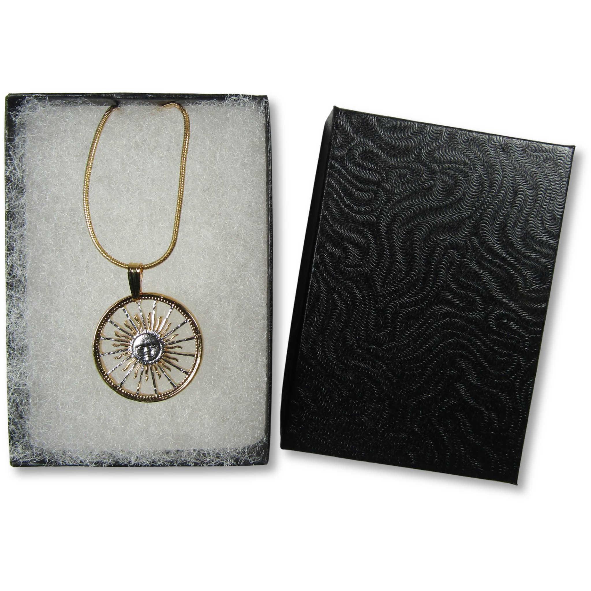 Radiant Sun Face Pendant with Gold-Plated Chain