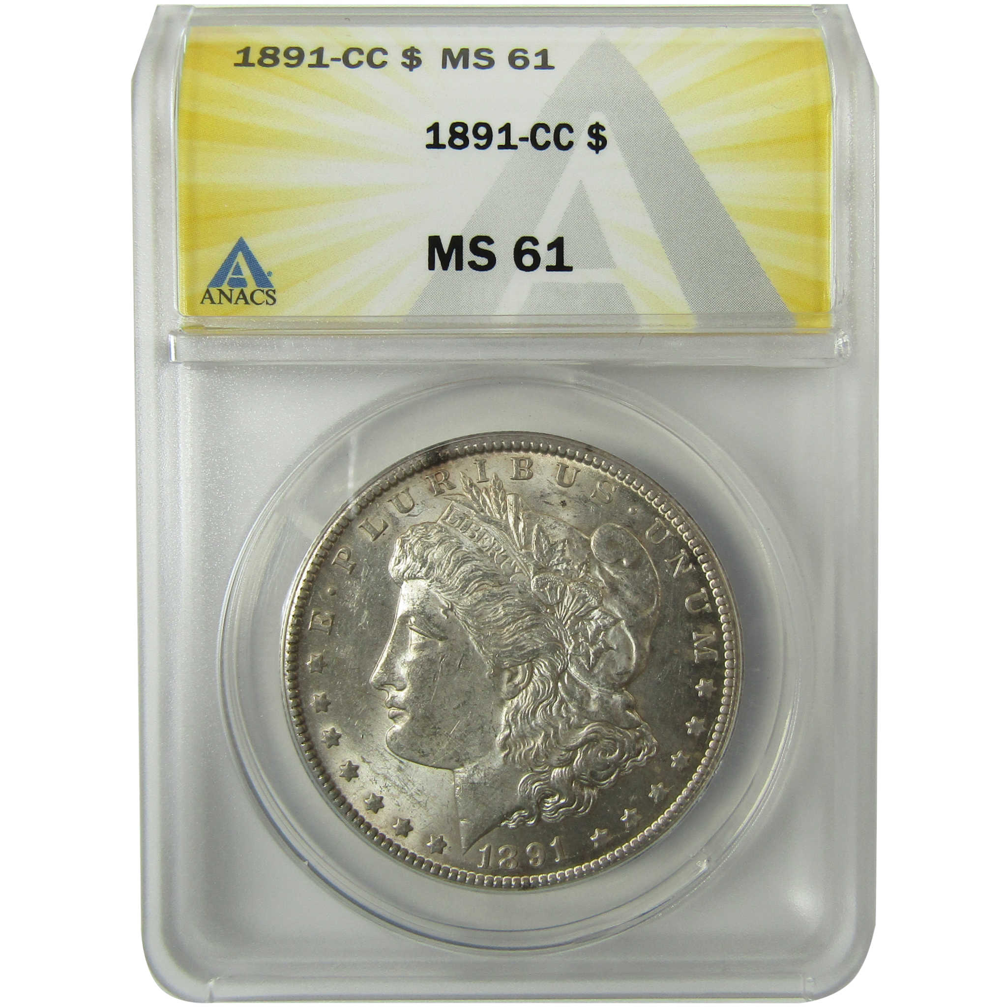 1891 CC Morgan Silver Dollar MS 61 ANACS Uncirculated SKU:I28461