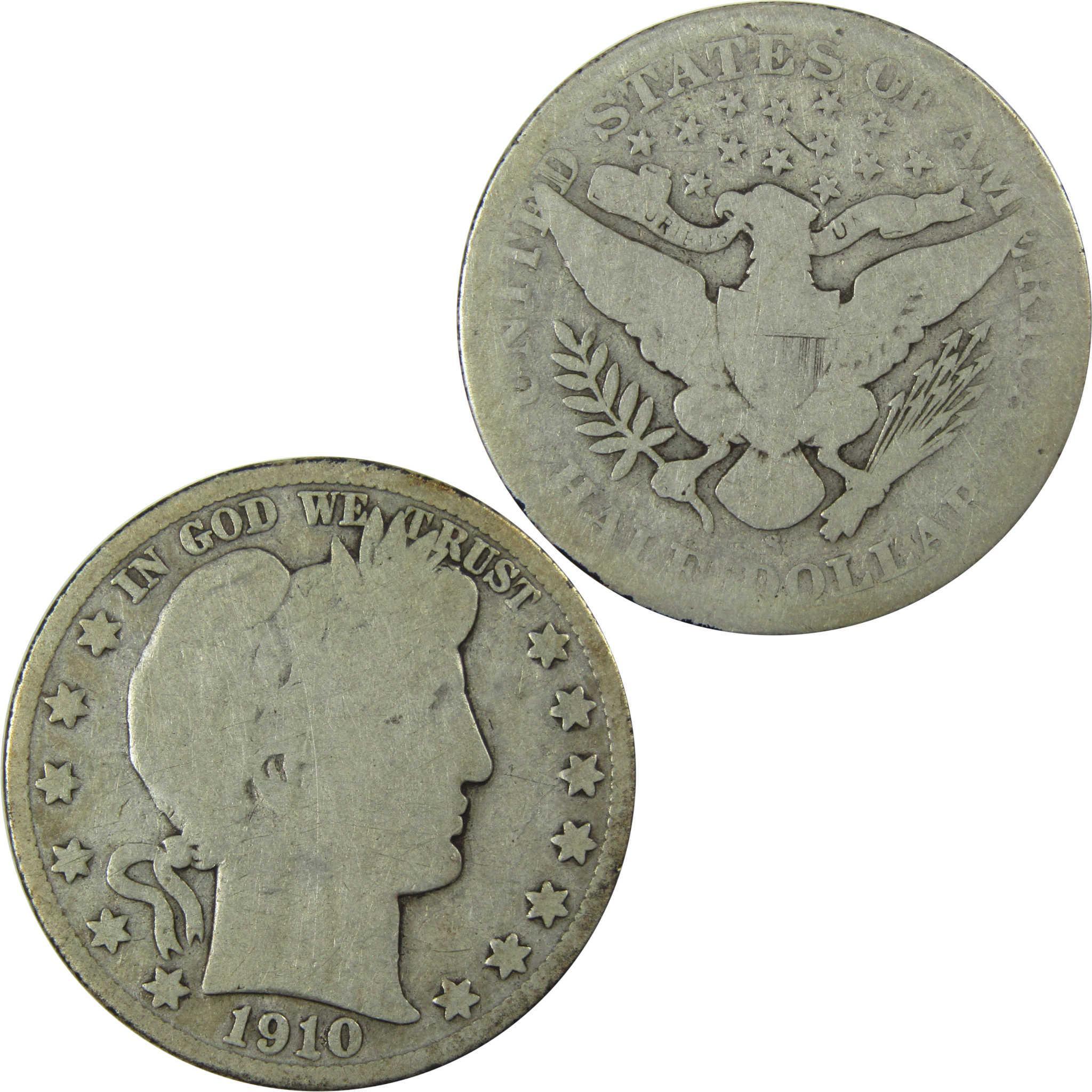 1910 S Barber Silver Half Dollar AG About Good 50c Coin SKU:I25952