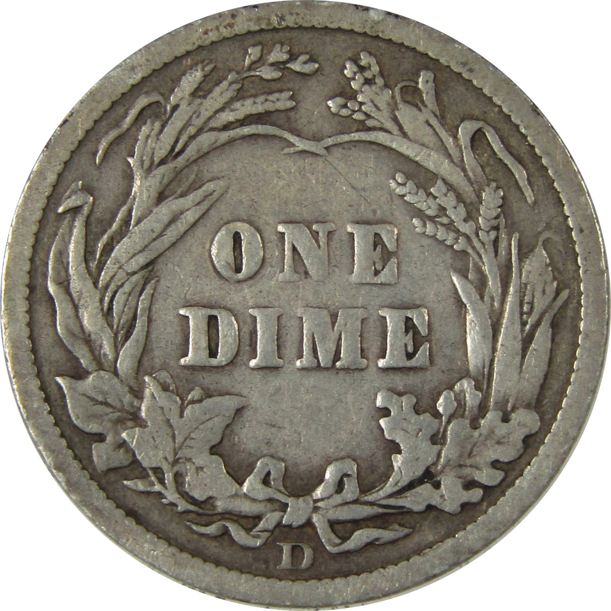1910 D Barber Silver Dime F Fine Details 10c Coin SKU:CP1008