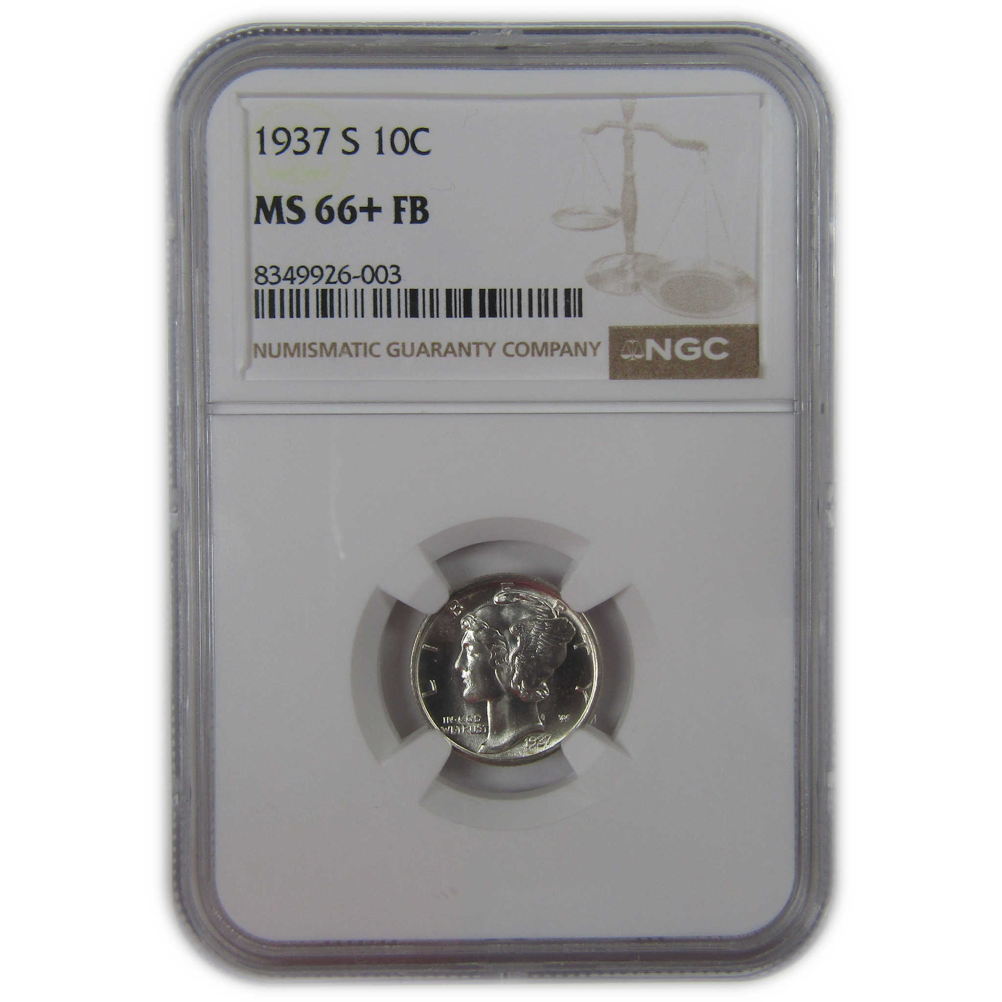 1937 S Mercury Dime MS 66+ FB NGC Silver Uncirculated SKU:I23220