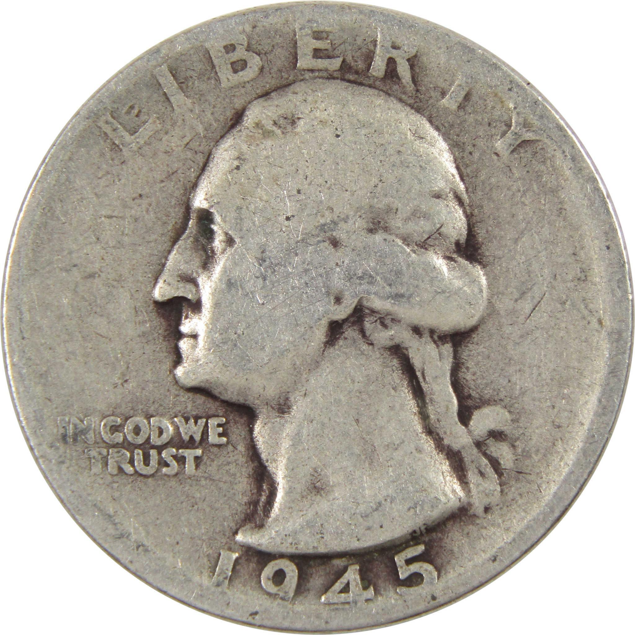 1945 S Washington Quarter AG About Good 90% Silver 25c Coin