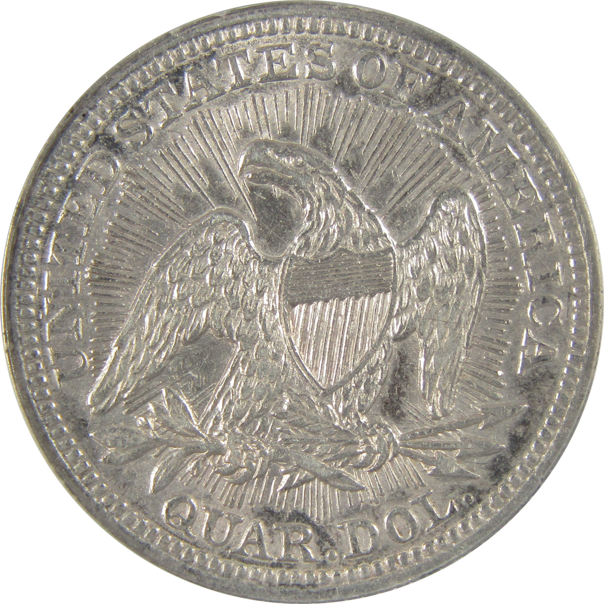 1853 Arrows Rays Seated Liberty Quarter AU 50 Details ANACS SKU:I20129