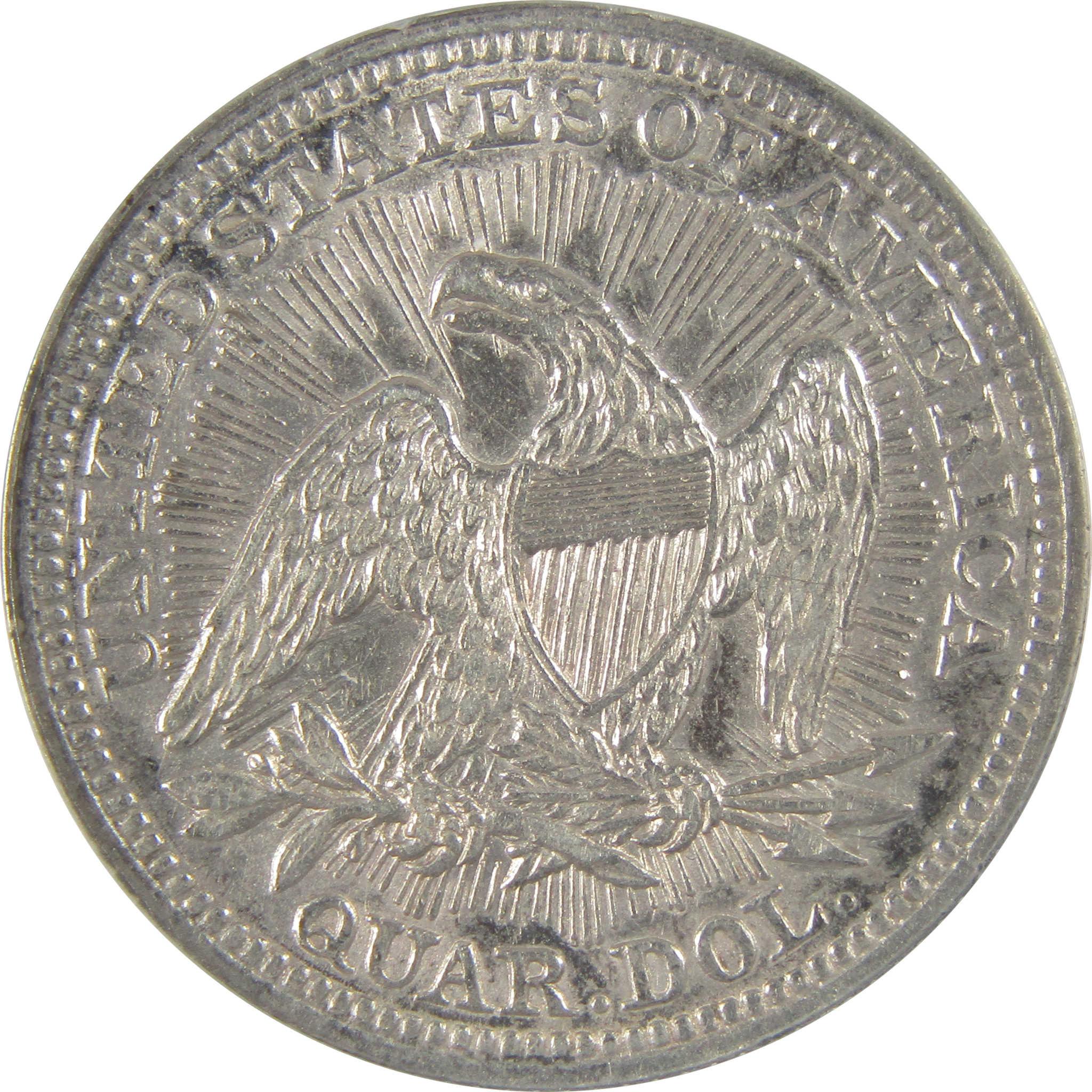1853 Arrows Rays Seated Liberty Quarter AU 50 Details ANACS SKU:I20129