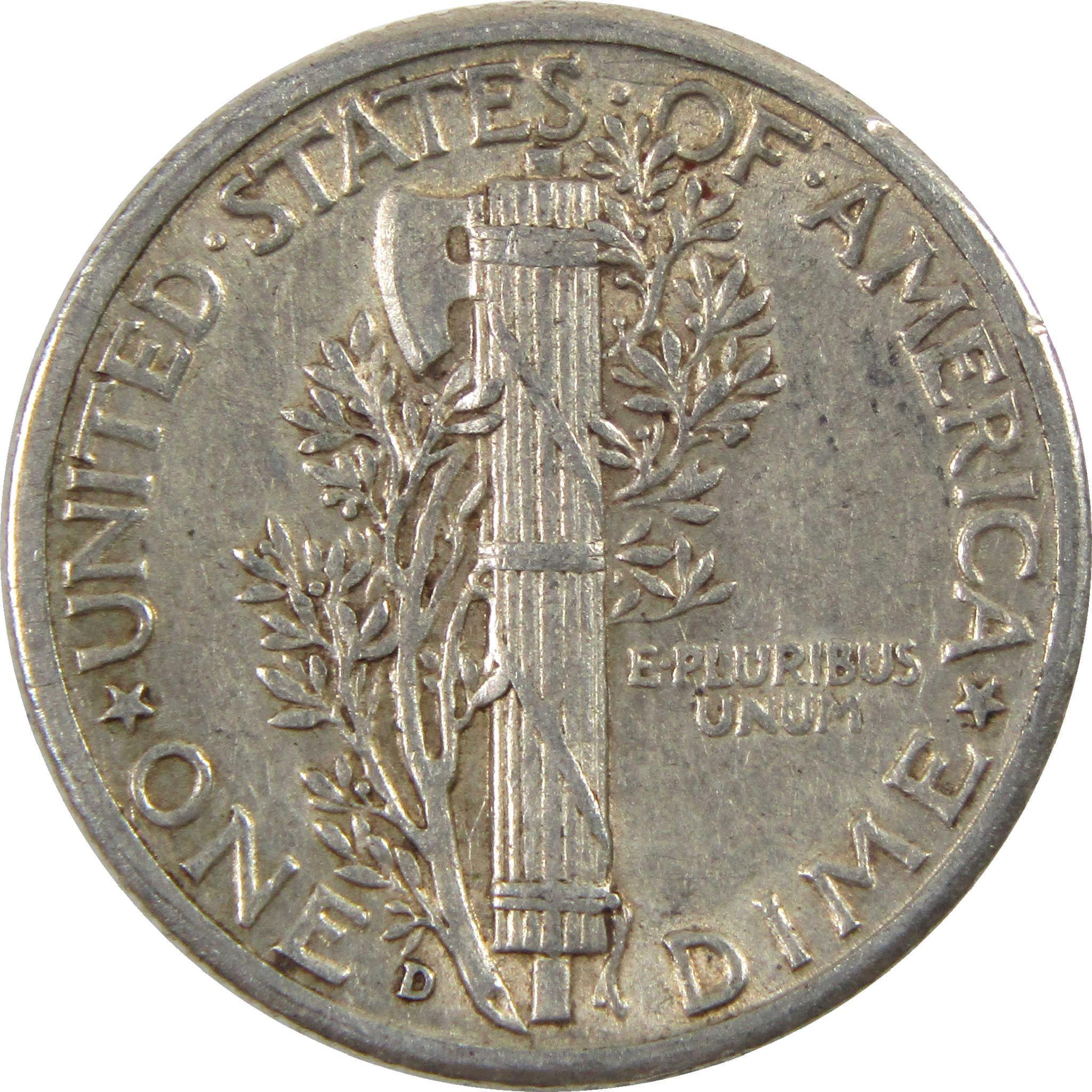 1942 D Mercury Dime AU About Uncirculated Silver 10c Coin