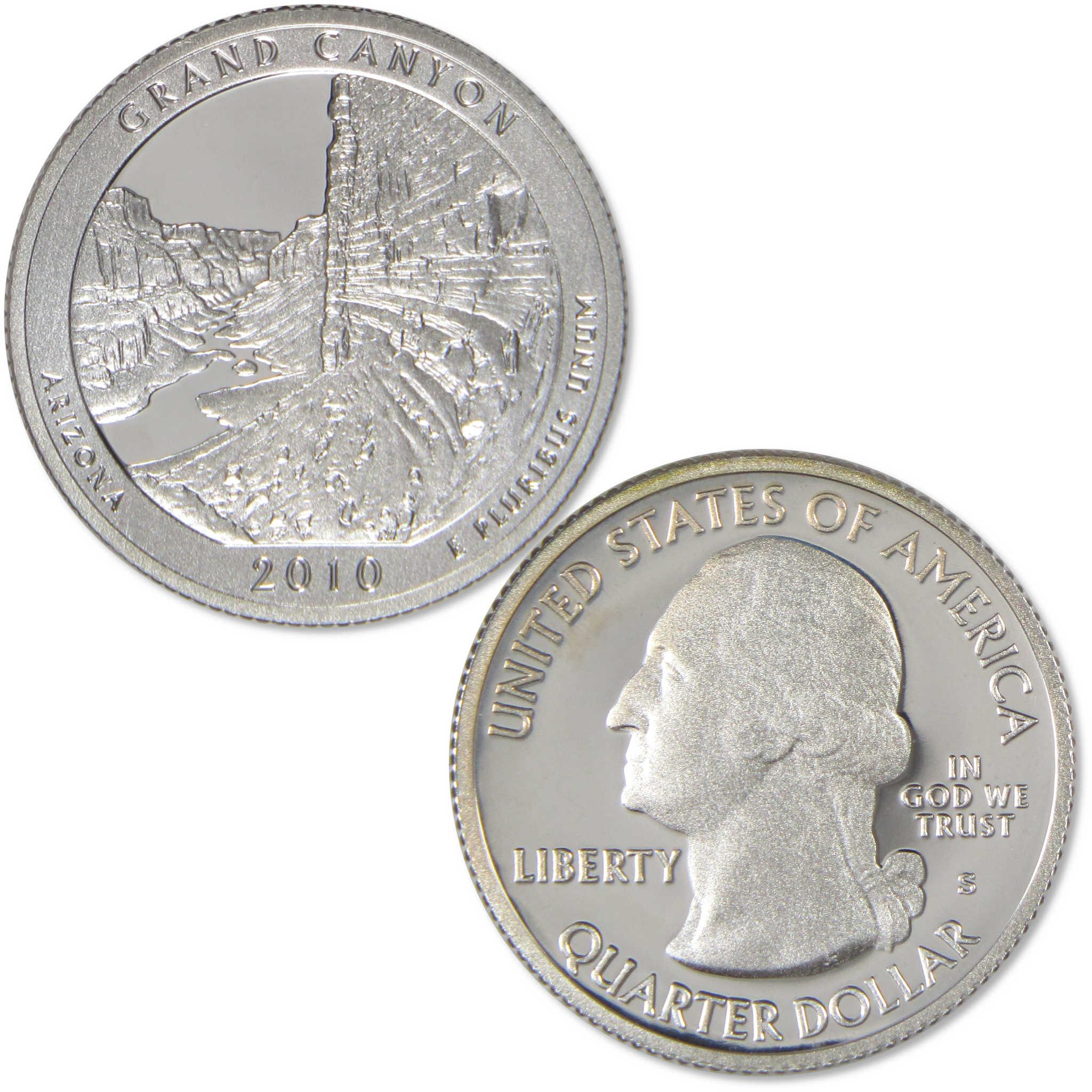 2010 S Grand Canyon National Park Quarter Choice Proof Silver 25c Coin