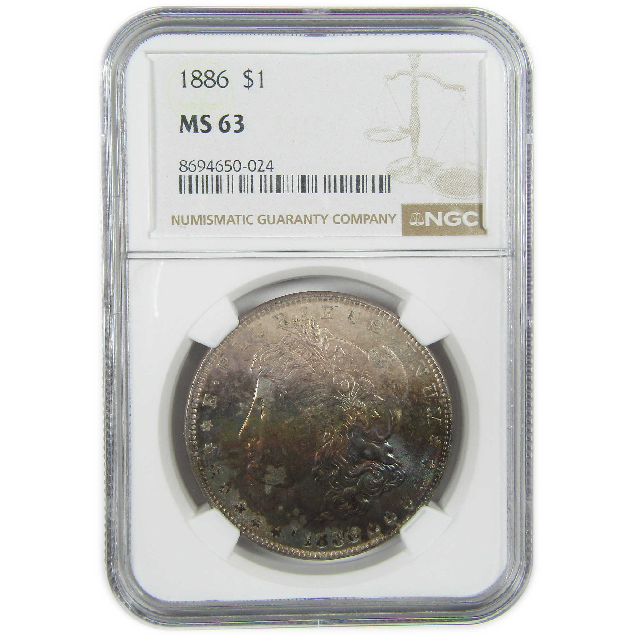 1886 Morgan Silver Dollar MS 63 NGC Uncirculated $1 Coin SKU:I27566