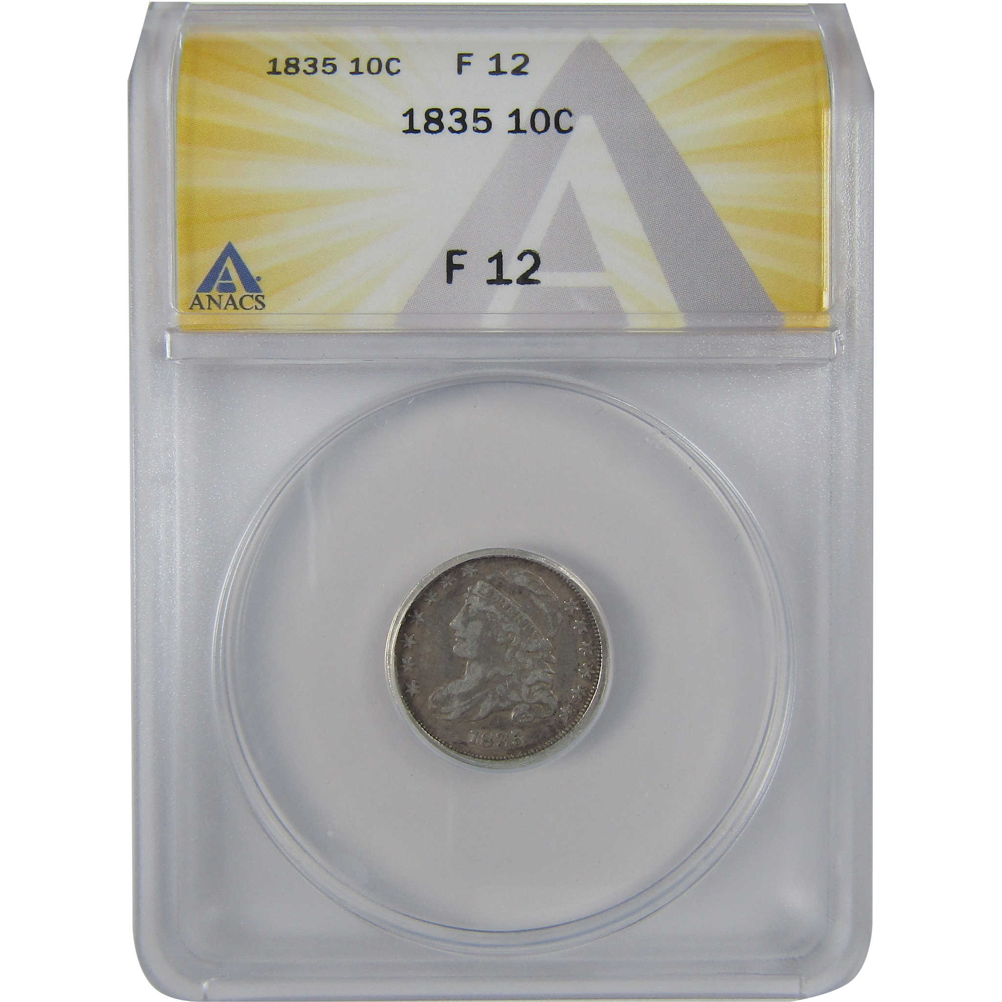 1835 Capped Bust Dime F 12 ANACS Silver 10c Coin SKU:I23677