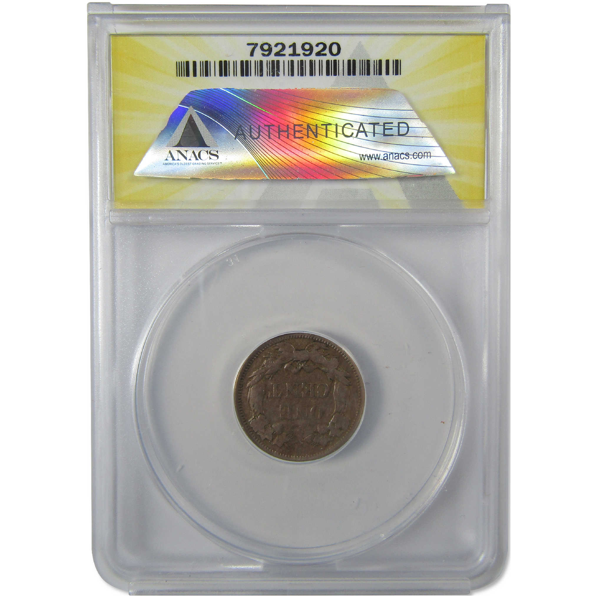 1858 Small Letters Flying Eagle Cent F 12 ANACS Penny SKU:I25567