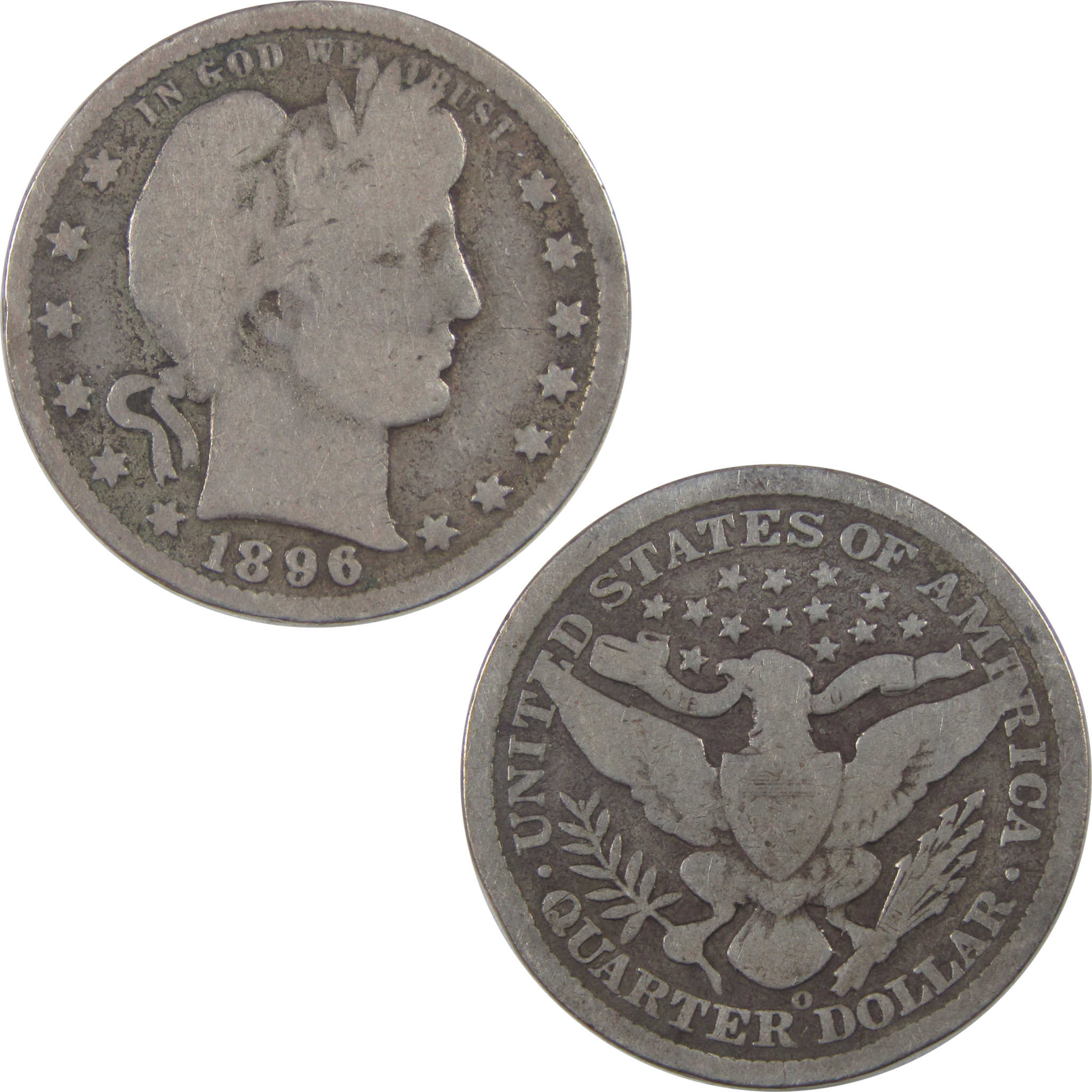 1896 O Barber Quarter G Good Silver 25c Coin SKU:I18818