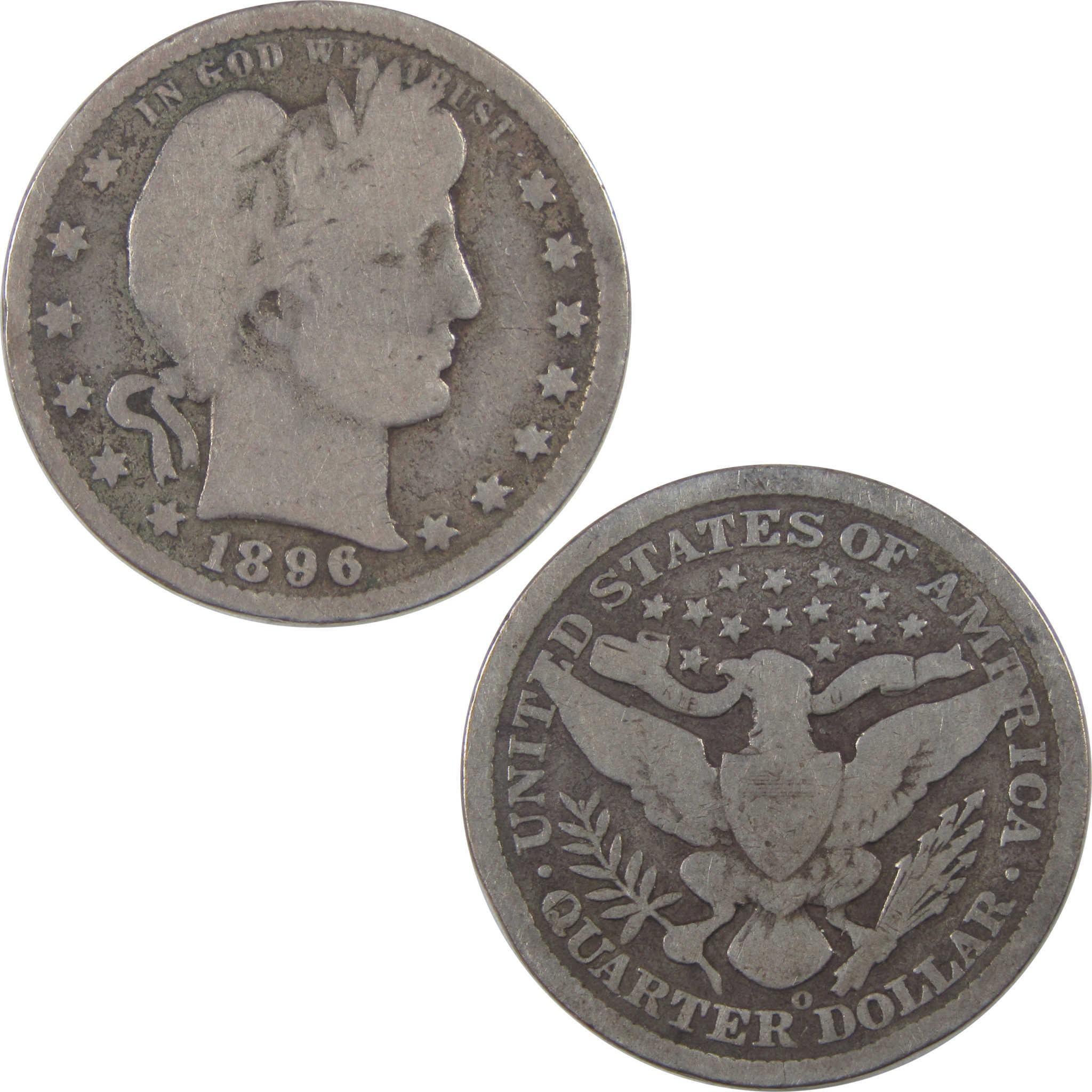 1896 O Barber Quarter G Good Silver 25c Coin SKU:I18818