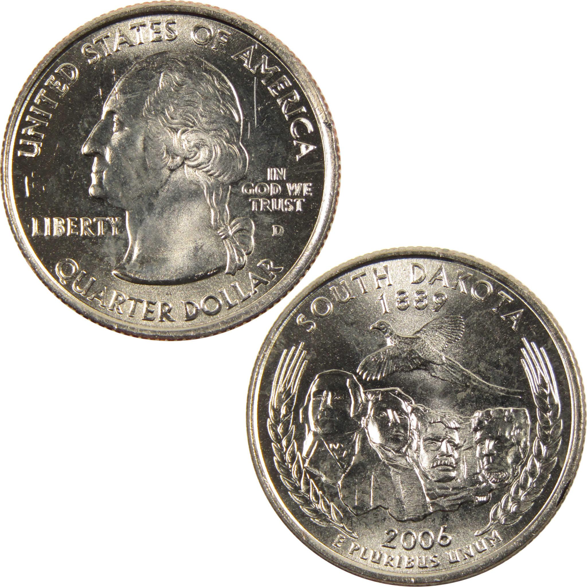 2006 D South Dakota State Quarter BU Uncirculated Clad 25c Coin