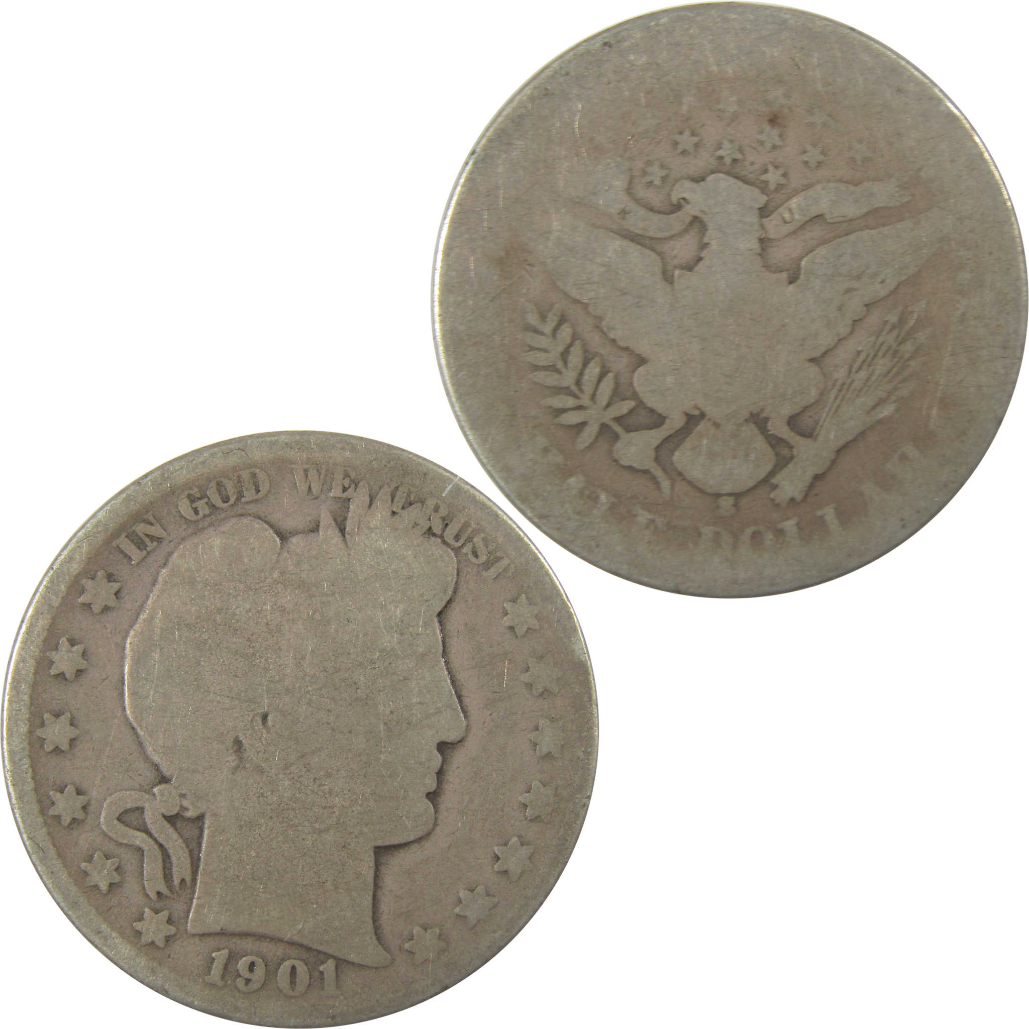 1901 S Barber Silver Half Dollar AG About Good 50c Coin SKU:I23386