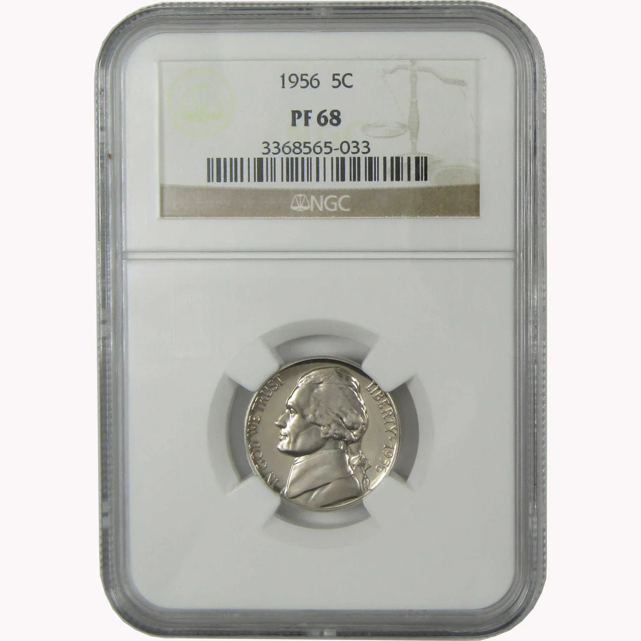 1956 Jefferson Nickel PF 68 NGC Proof 5c Coin SKU:I26432