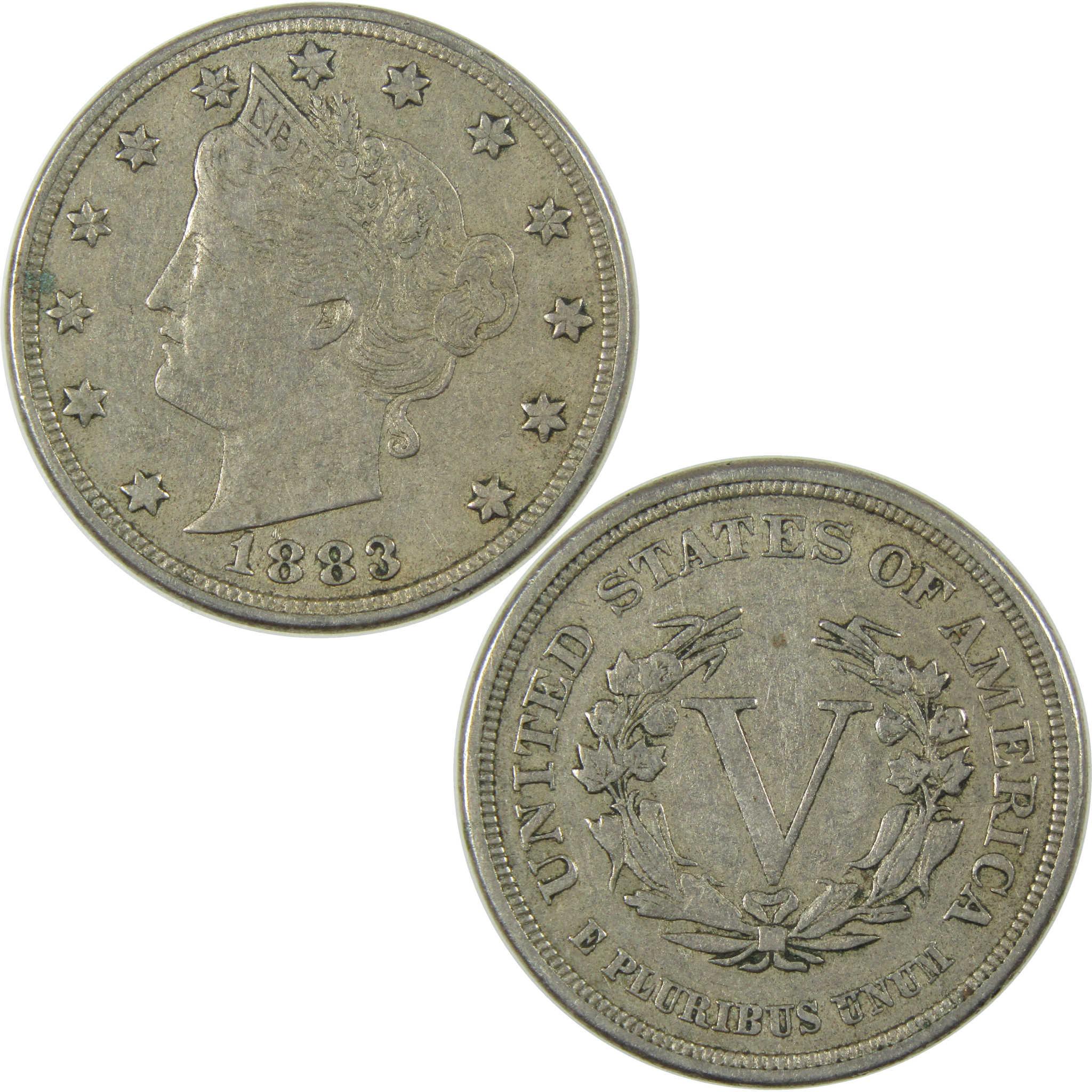 1883 No Cents Liberty Head V Nickel VF Very Fine 5c Coin SKU:I27241
