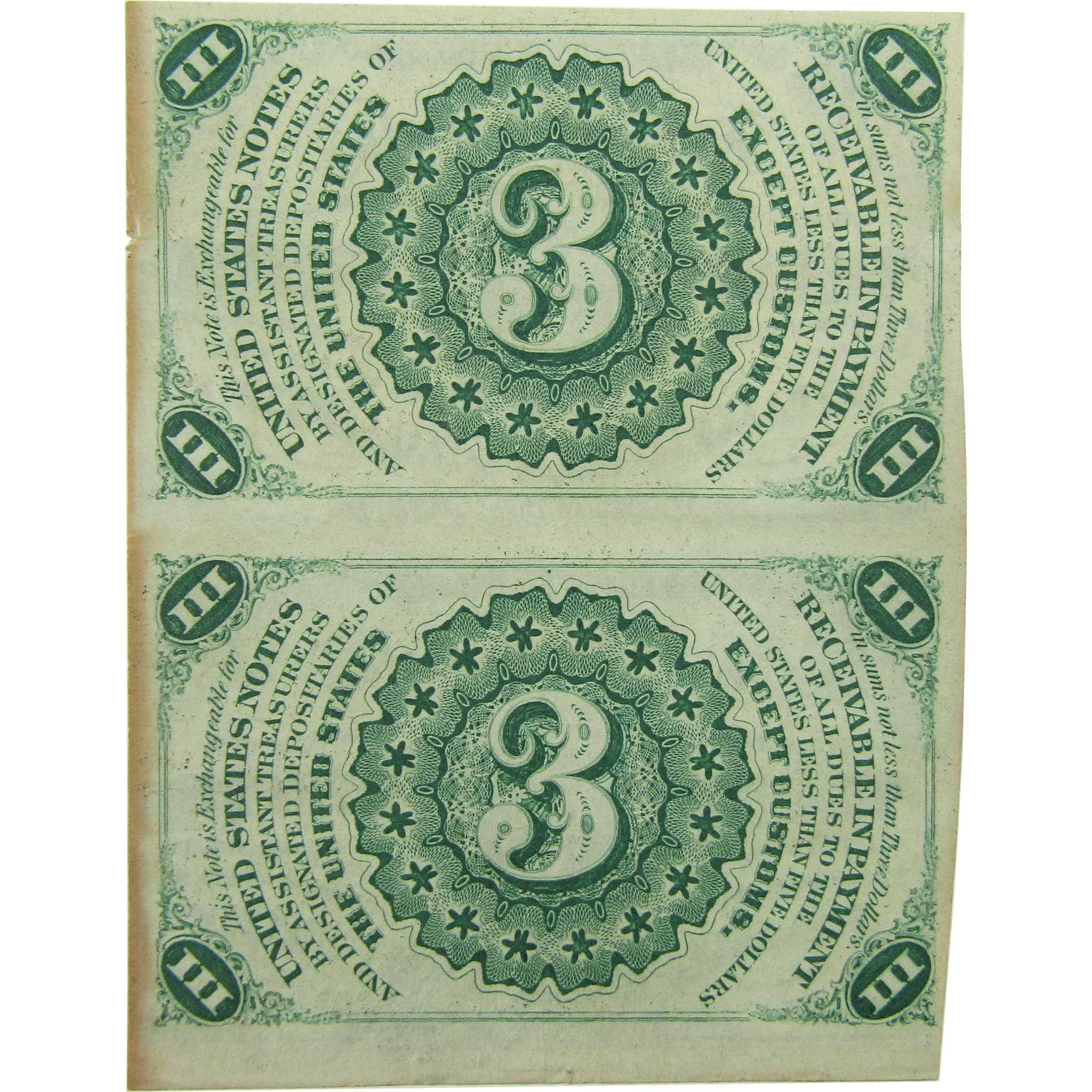 3c Fractional Notes Third Issue Fr 1226 Uncirculated Pair SKU:I26014