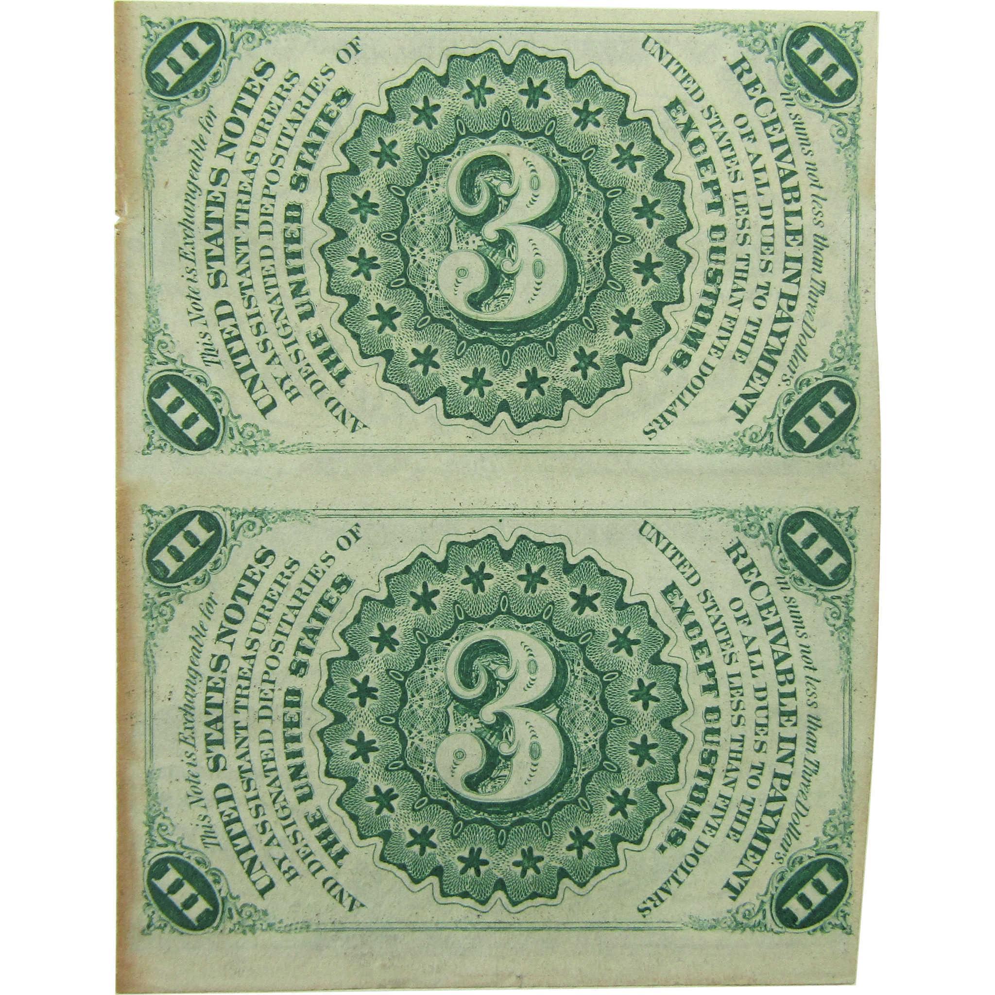 3c Fractional Notes Third Issue Fr 1226 Uncirculated Pair SKU:I26014