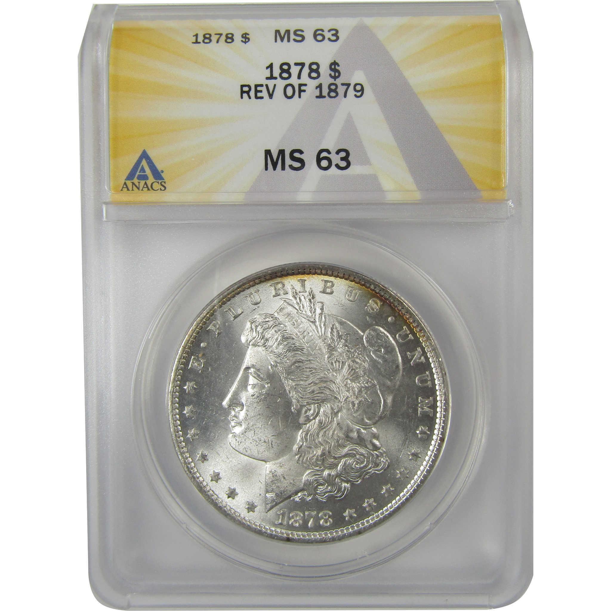 1878 7TF Rev 79 Morgan Dollar MS 63 ANACS Silver SKU:I20830 - Morgan coin - Morgan silver dollar - Morgan silver dollar for sale - Profile Coins & Collectibles