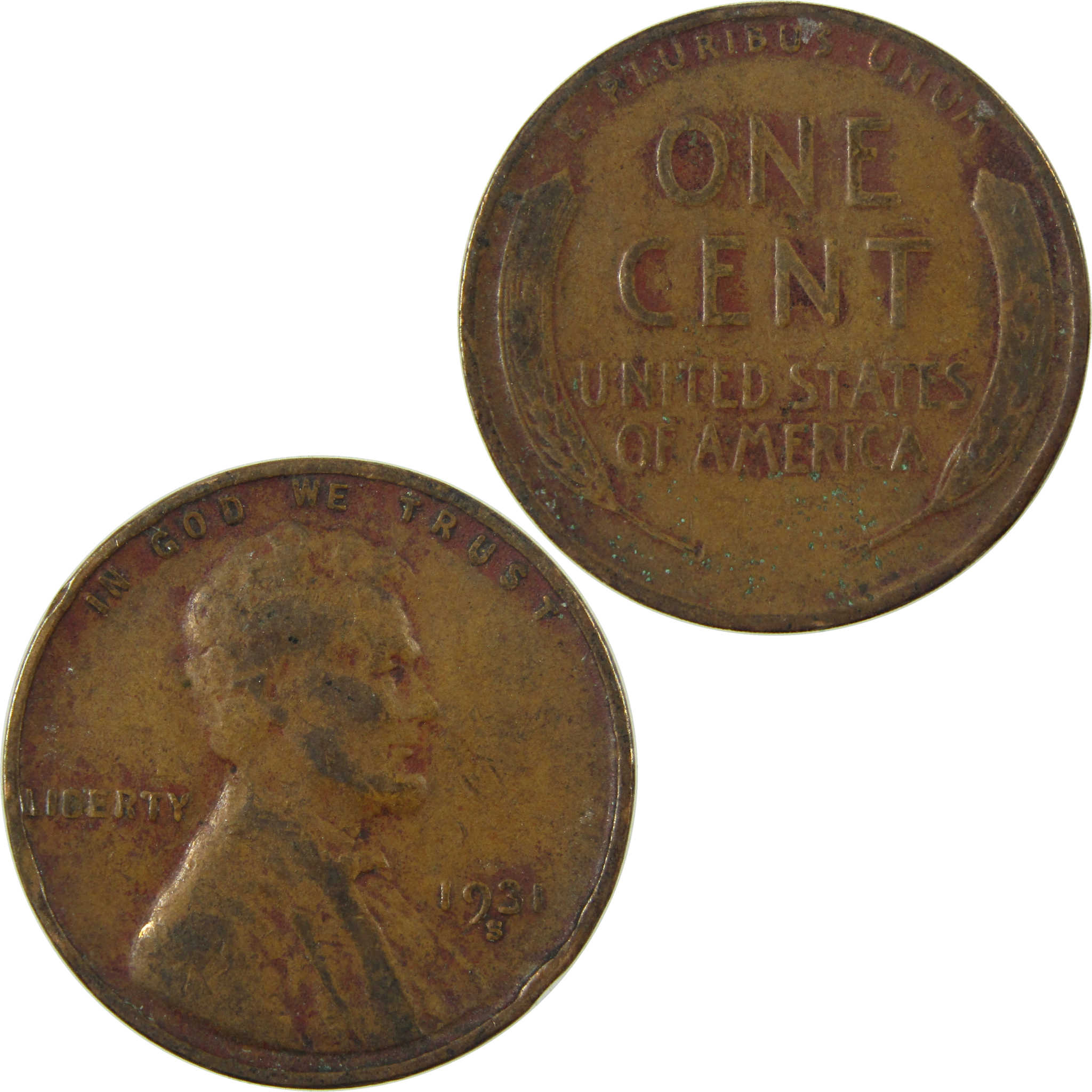 1931 S Lincoln Wheat Cent F Fine Details Penny 1c Coin SKU:I26877