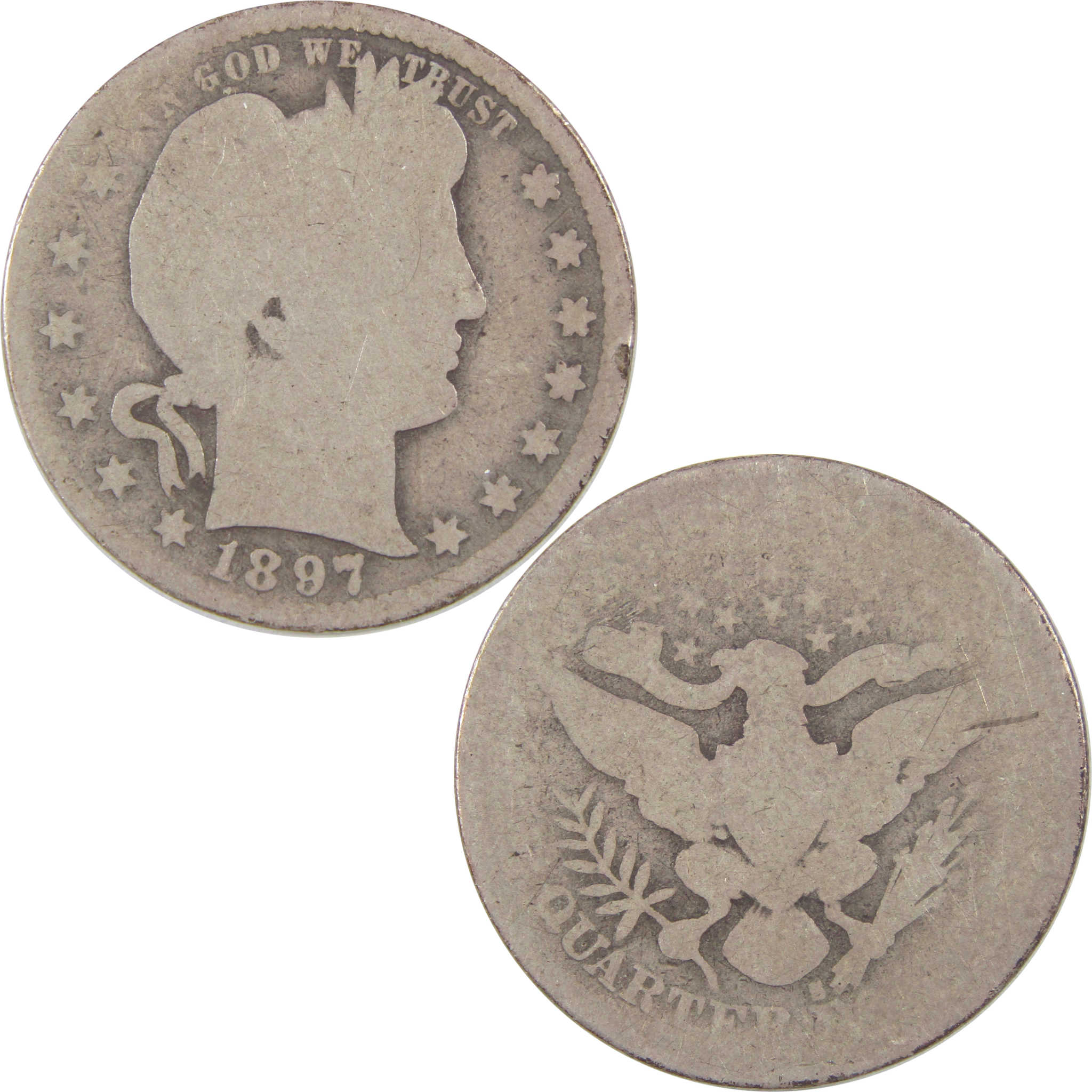 1897 S Barber Quarter AG About Good Silver 25c Coin SKU:I18137