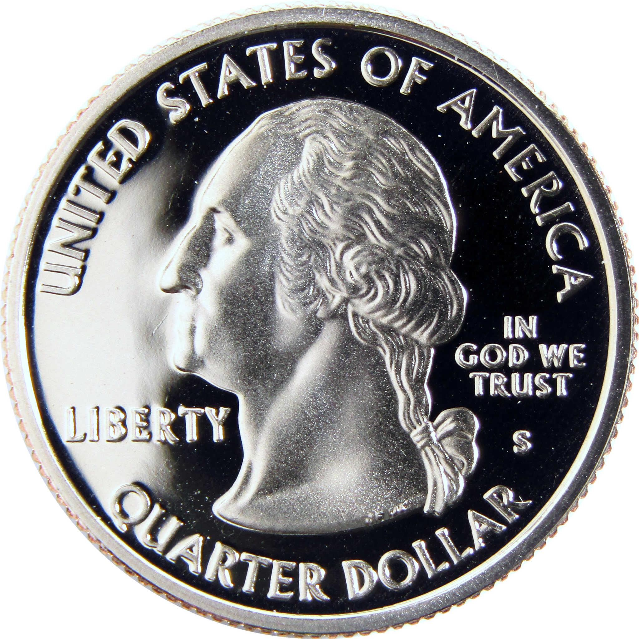Proof United States quarter dollar coin with George Washington profile and mirror-like finish