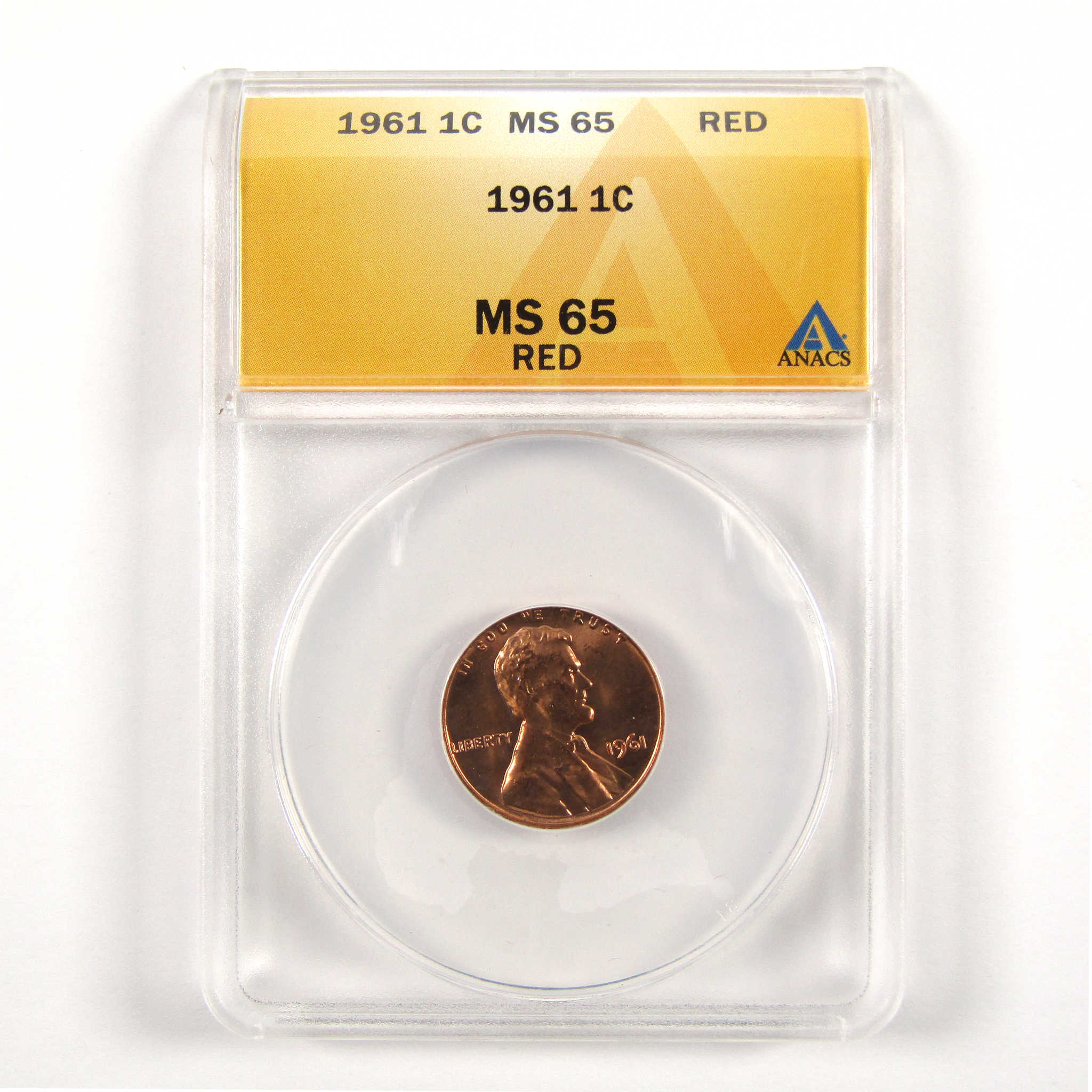 1961 Lincoln Memorial Cent MS 65 RD ANACS Penny 1c Unc SKU:CPC5655