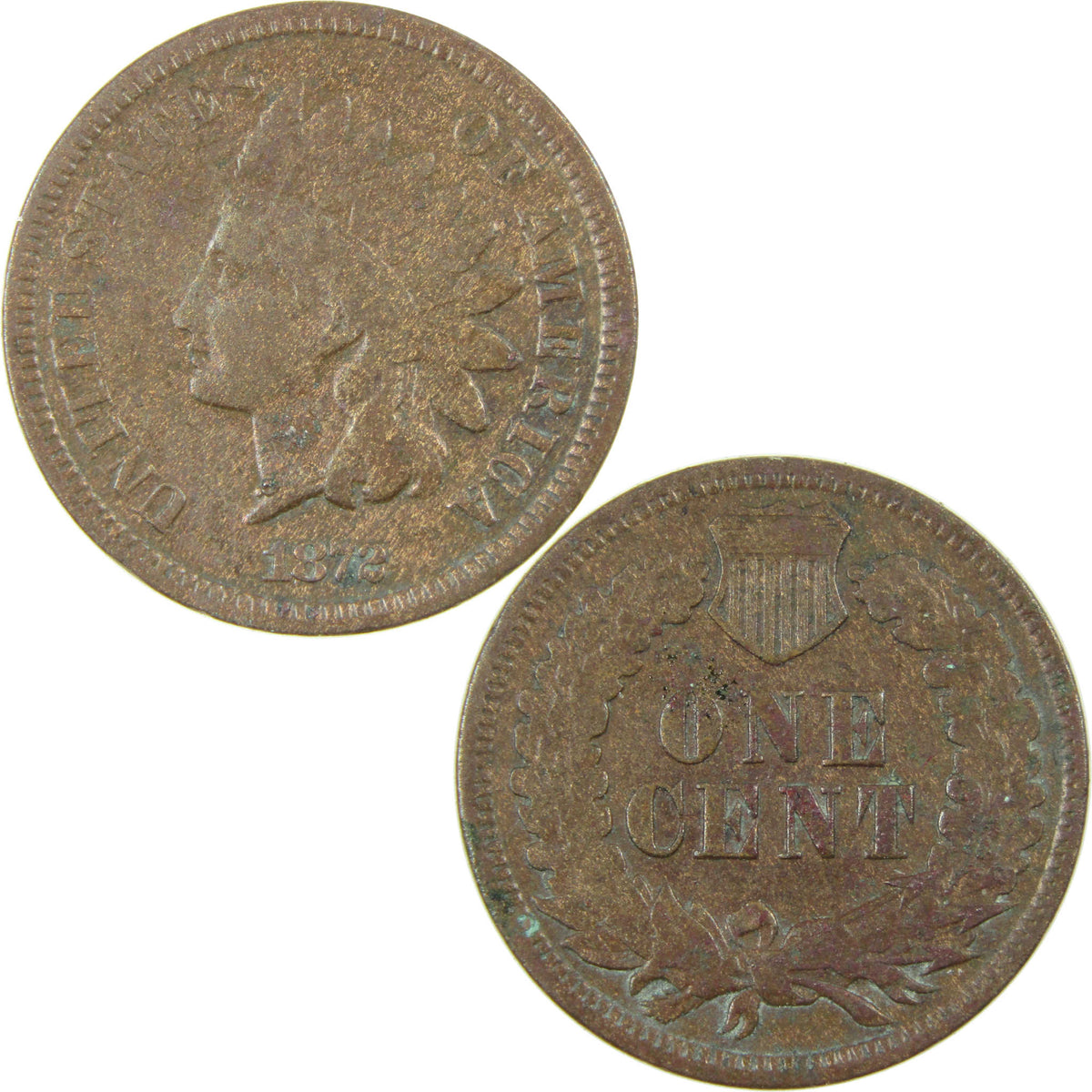 1872 Indian Head Cent VG Very Good Details Penny 1c Coin SKU:CP1810