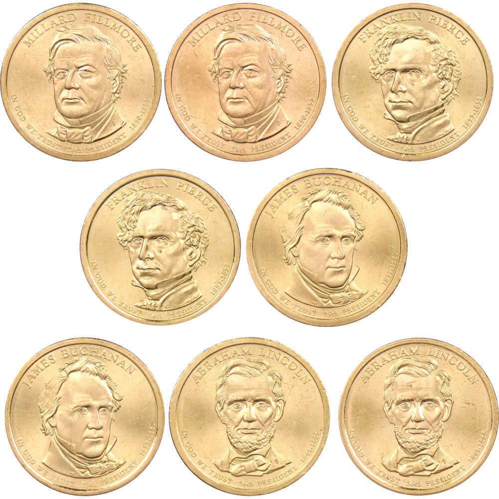 2010 P&D Presidential Dollar 8 Coin Set Uncirculated Mint State