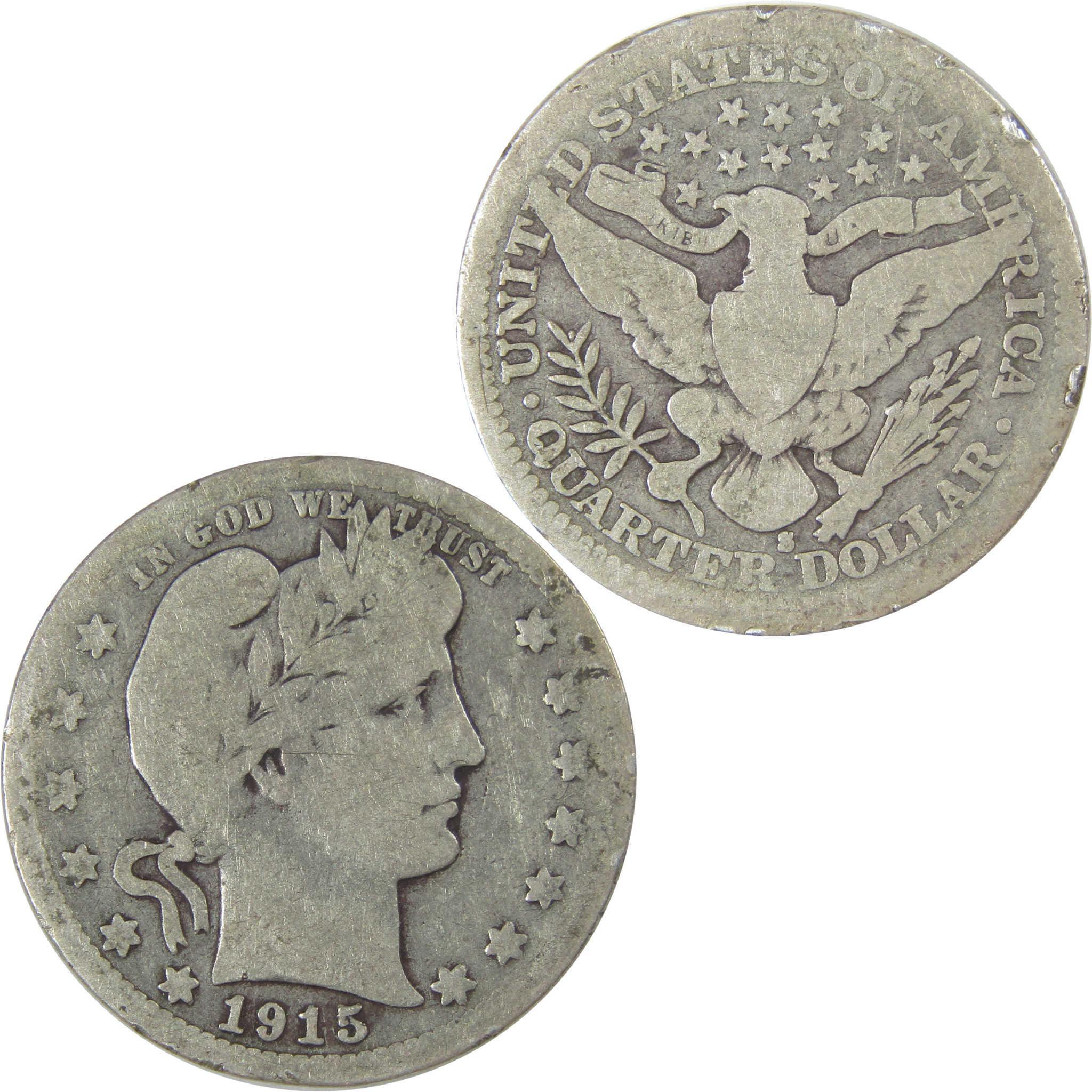1915 S Barber Quarter G Good Silver 25c Coin SKU:CP16
