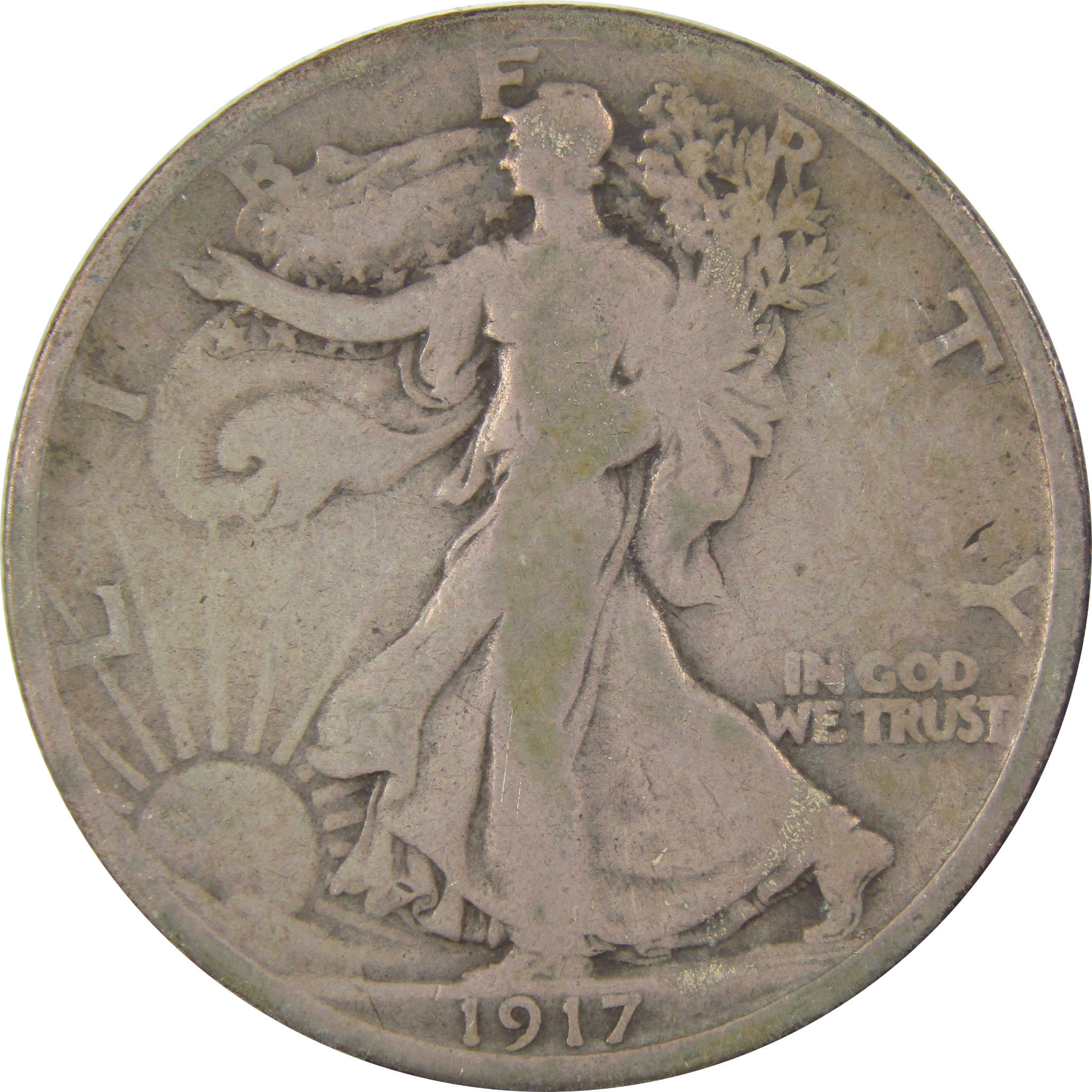 1917 D Reverse Liberty Walking Silver 50c VG Very Good SKU:I24137