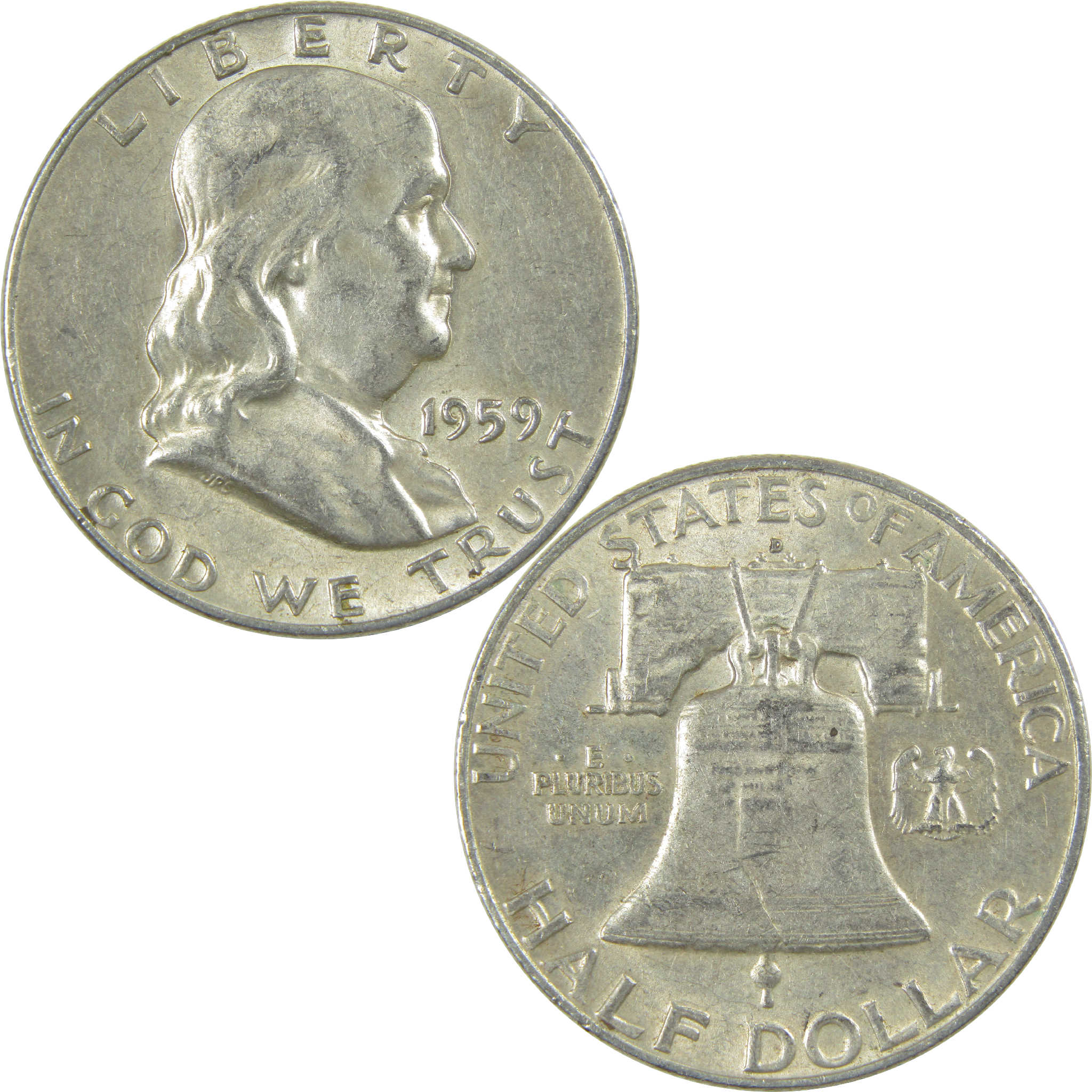 1959 D Franklin Half Dollar AU About Uncirculated Silver 50c Coin