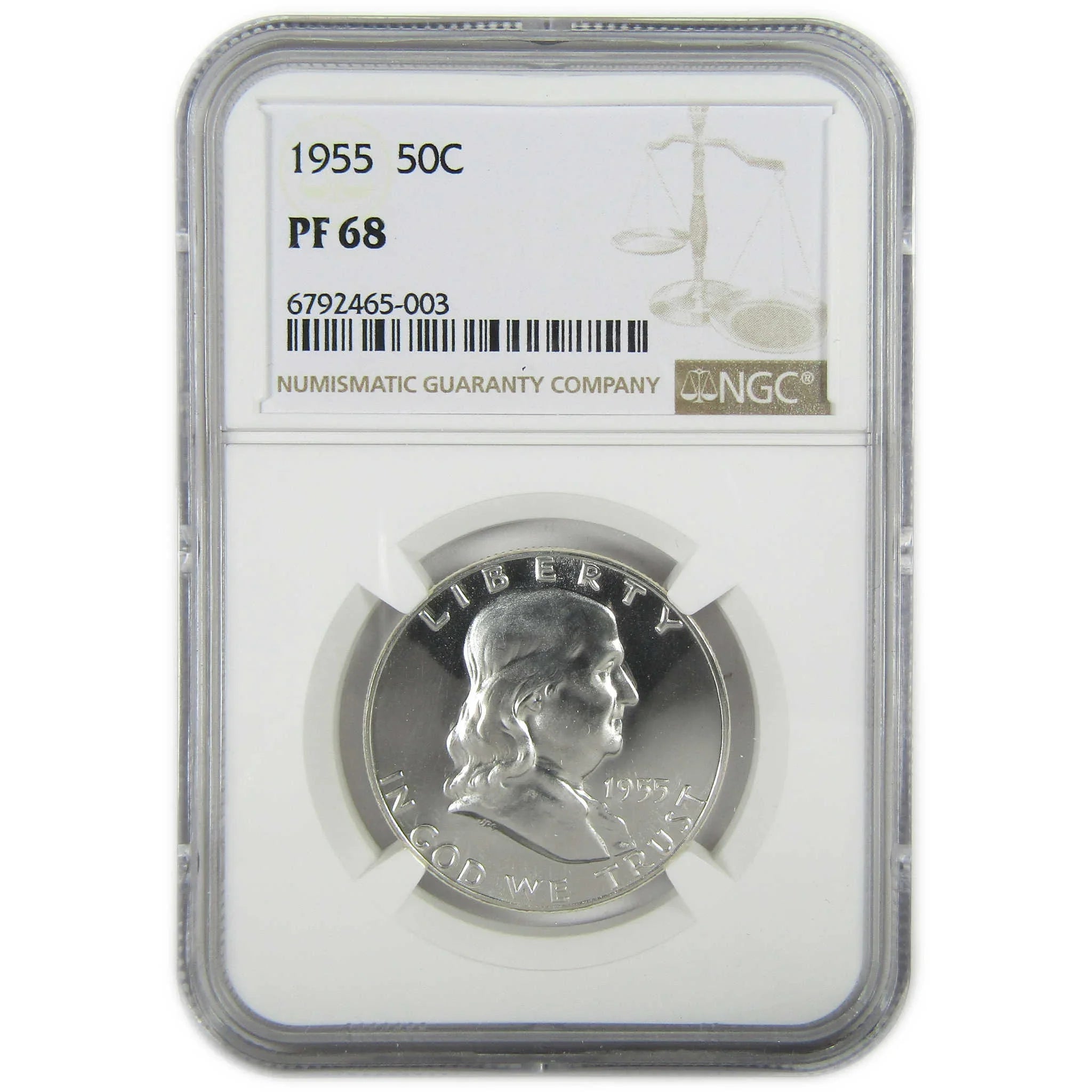 1955 Franklin Silver Half Dollar PF 68 NGC Proof 50c Coin SKU:I27416