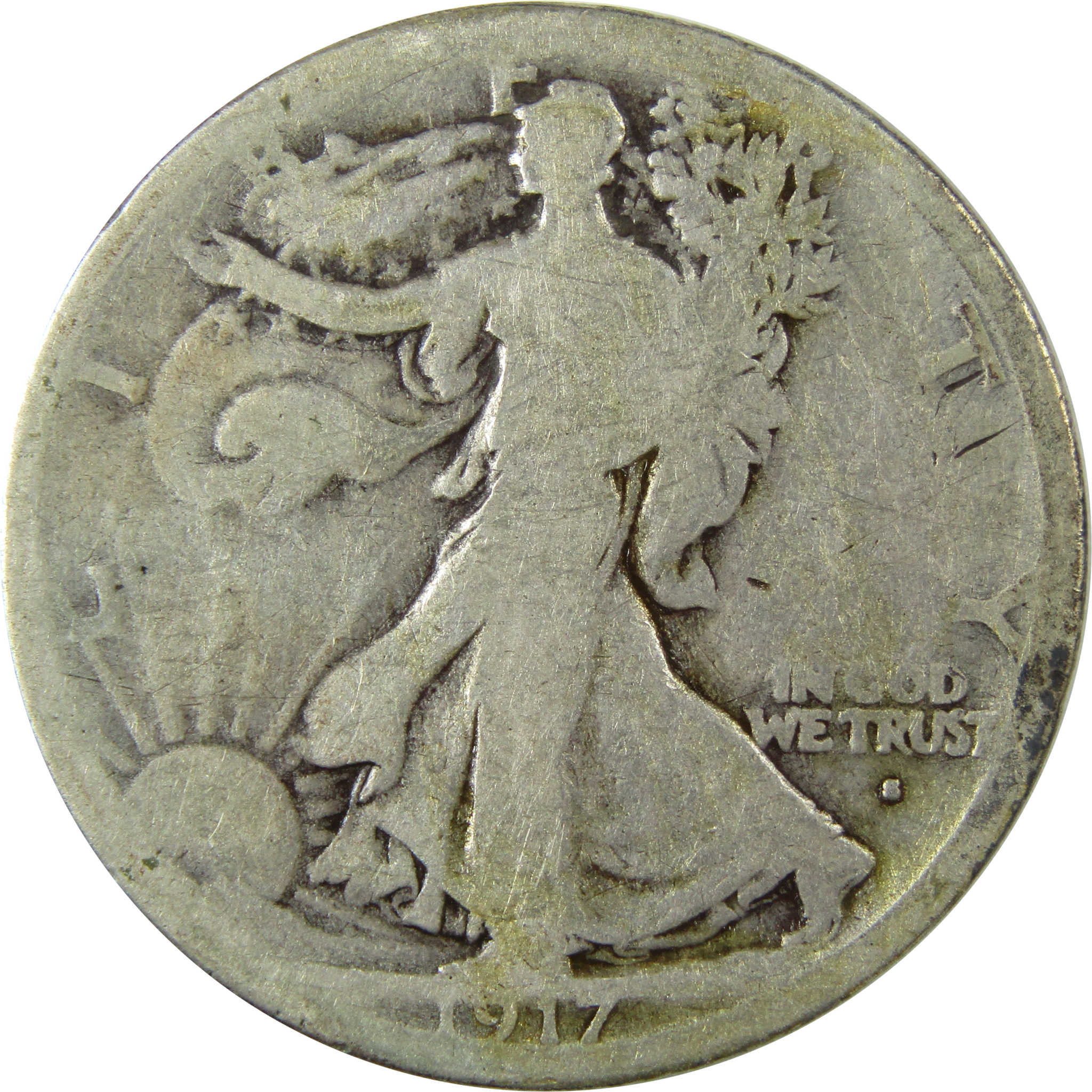 1917 S Obverse Liberty Walking Silver Half Dollar G Good SKU:I25750