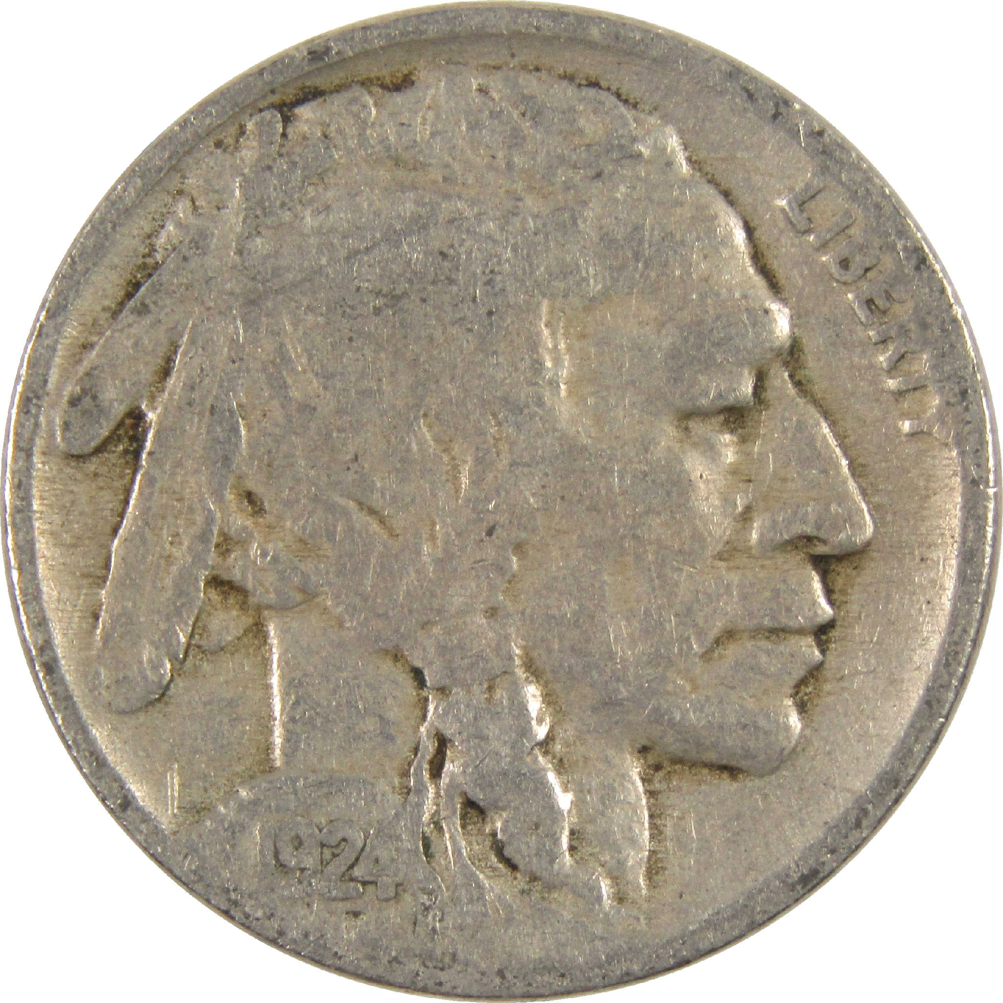 1924 Indian Head Buffalo Nickel G Good 5c Coin