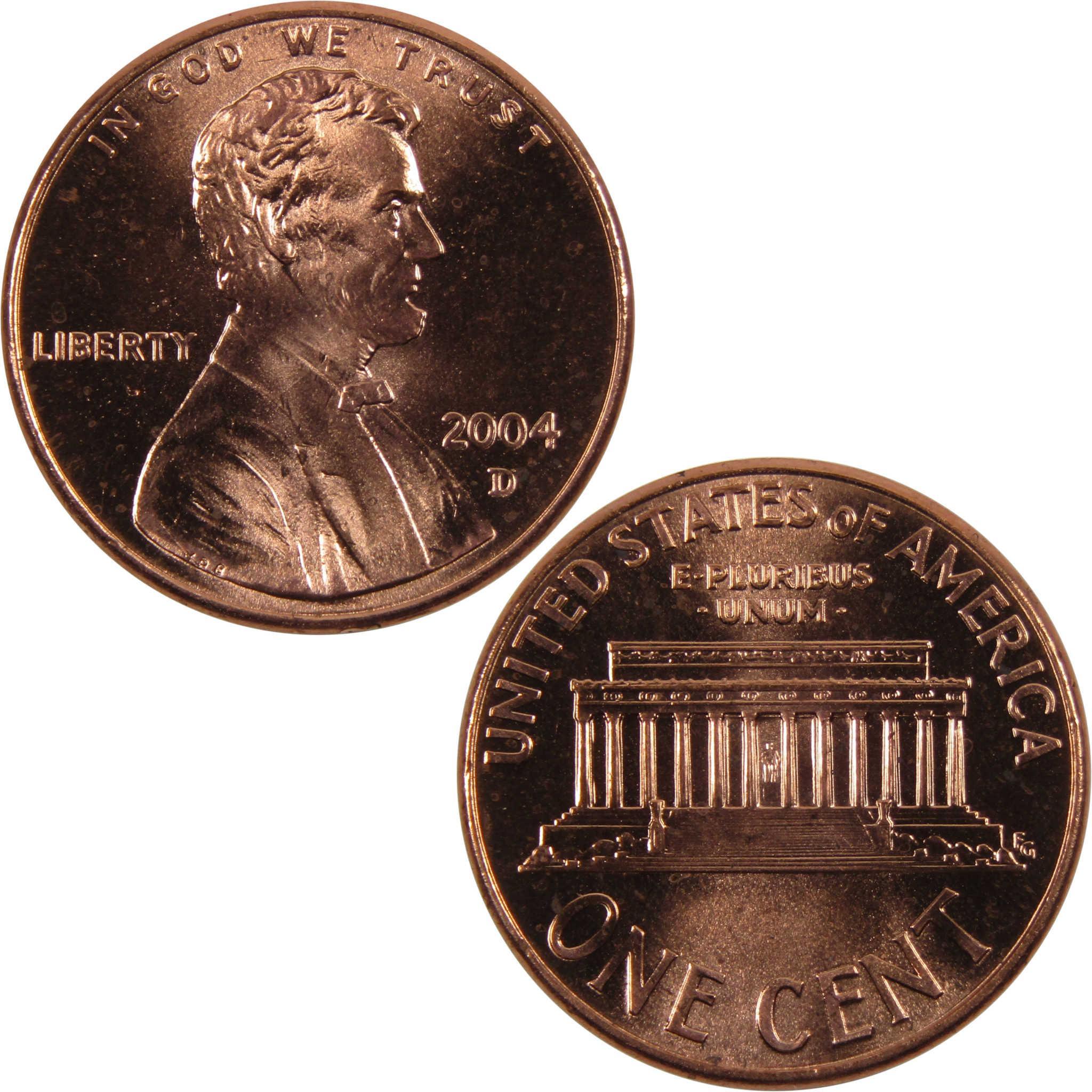 2004 D Lincoln Memorial Cent BU Uncirculated Penny 1c Coin