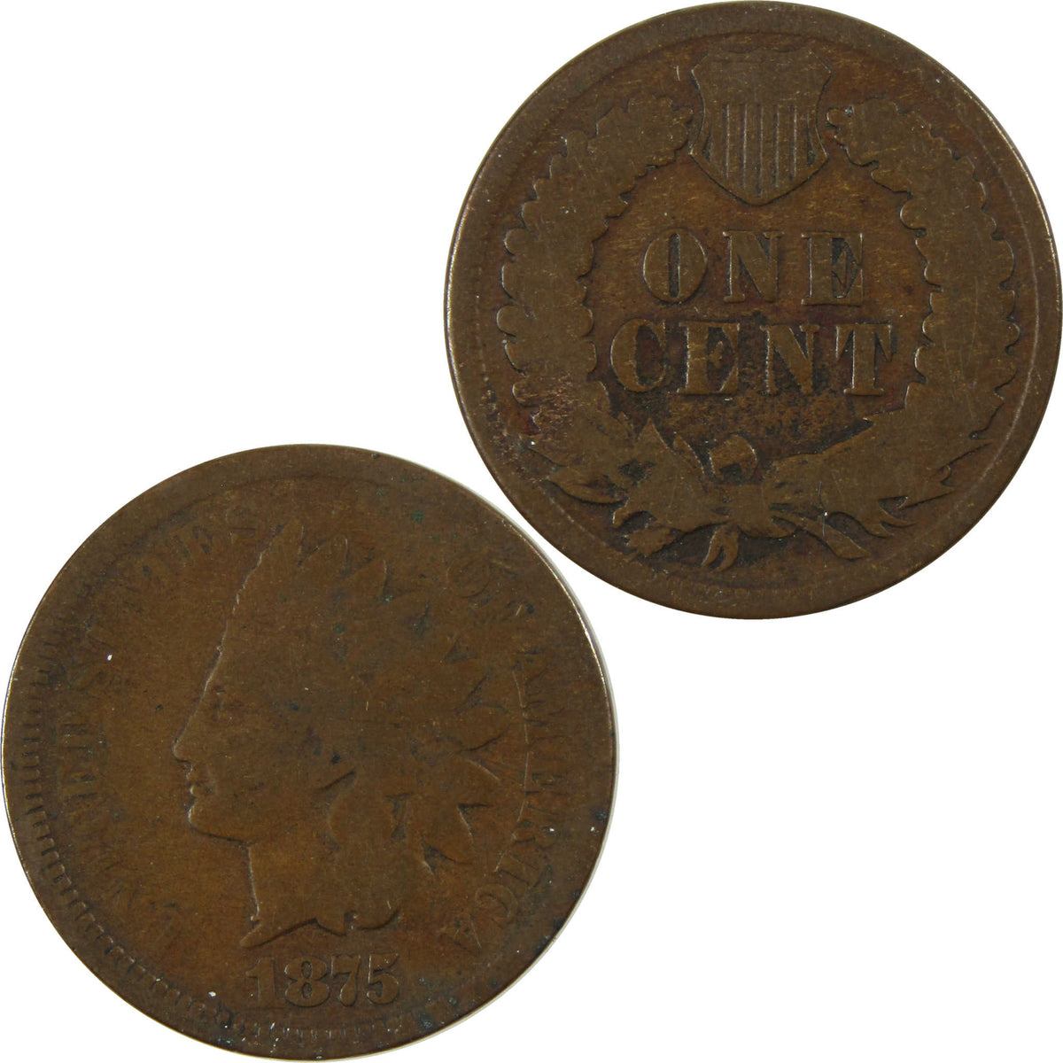 1875 Indian Head Cent AG About Good Details Penny 1c Coin SKU:I28638